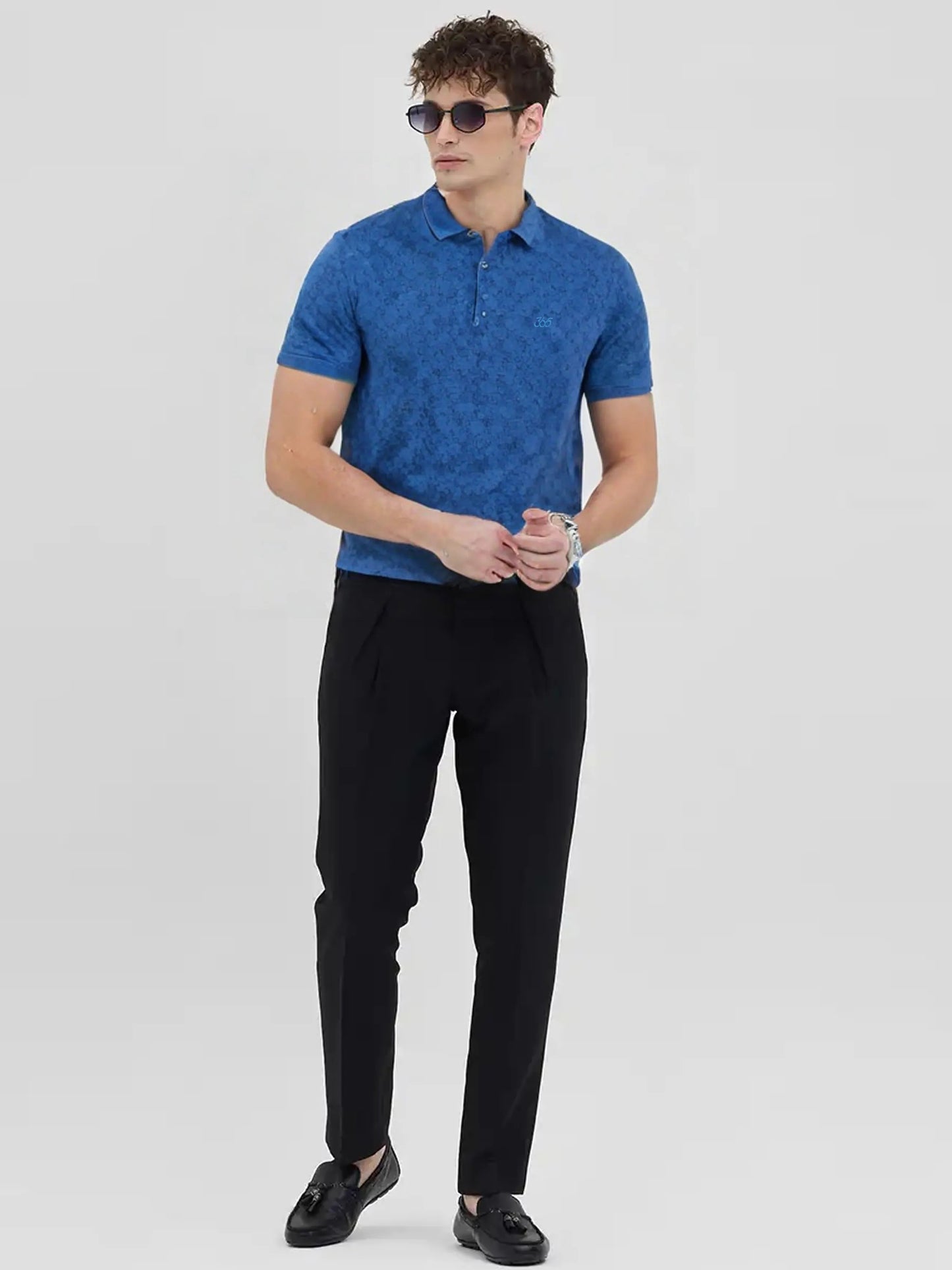 Double Mercerized Blue Polo Tees