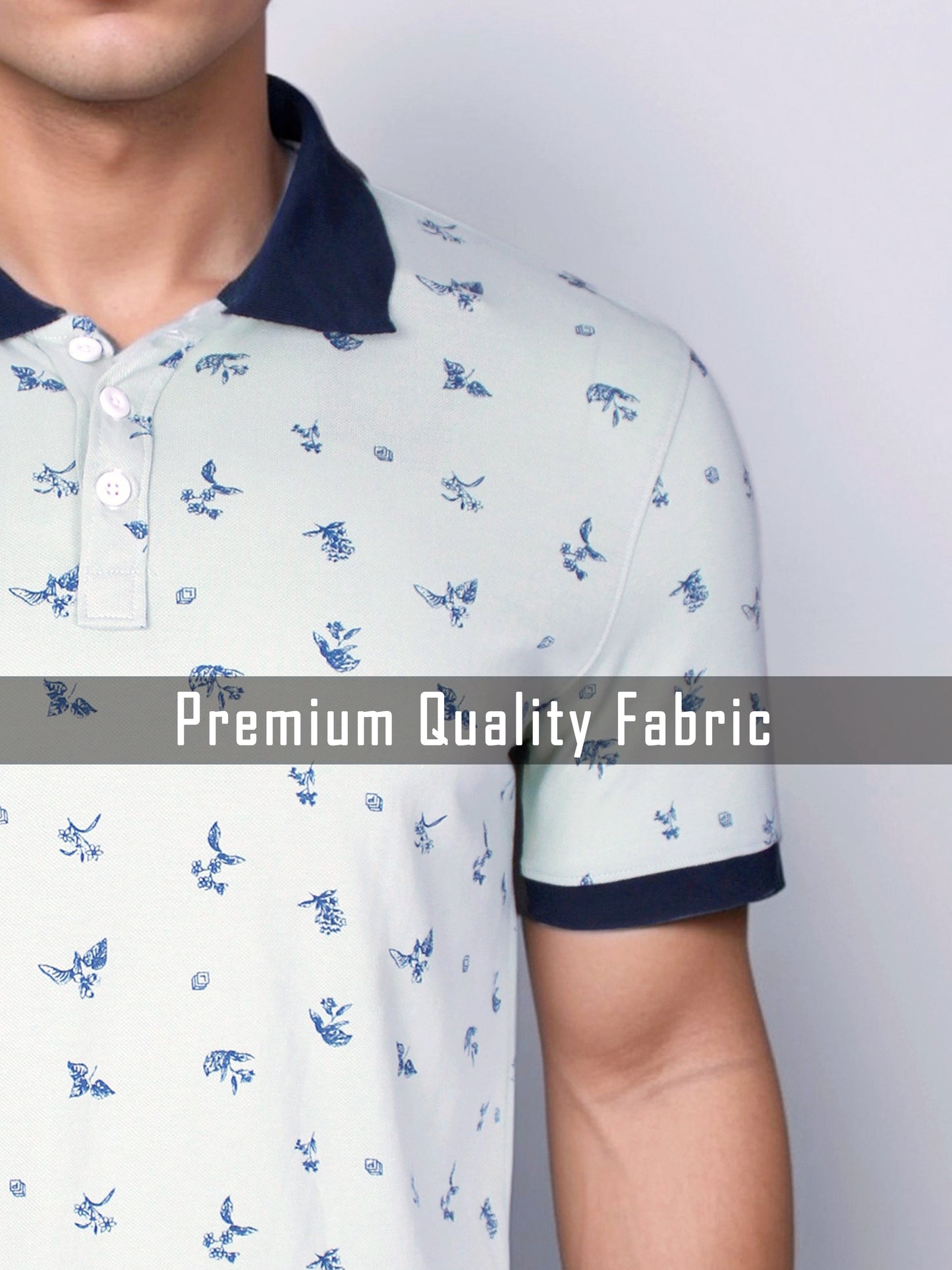 Elegance Self Design White Polo Tees