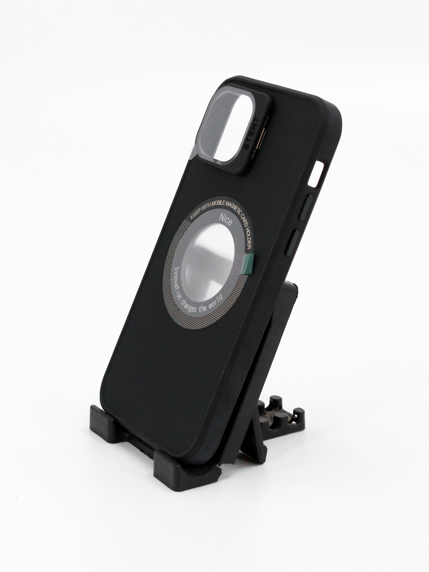 IPhone Premium Soft Polycarbonate Case/Cover | Magsafe Wireless Magnetic Support | Ring Stand, Black Color
