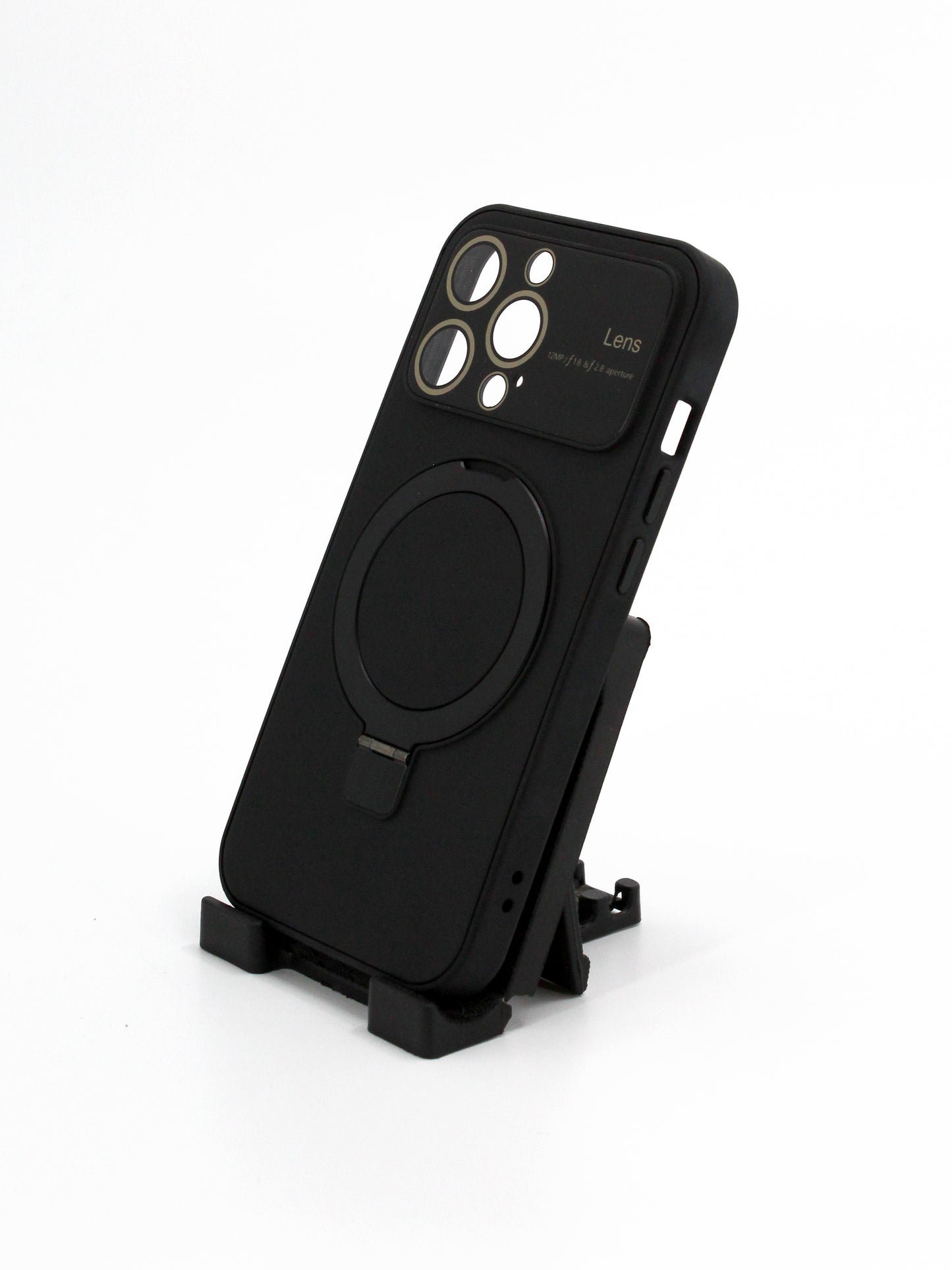 IPhone Premium Soft Polycarbonate Case/Cover | Ring Stand, Black Colour