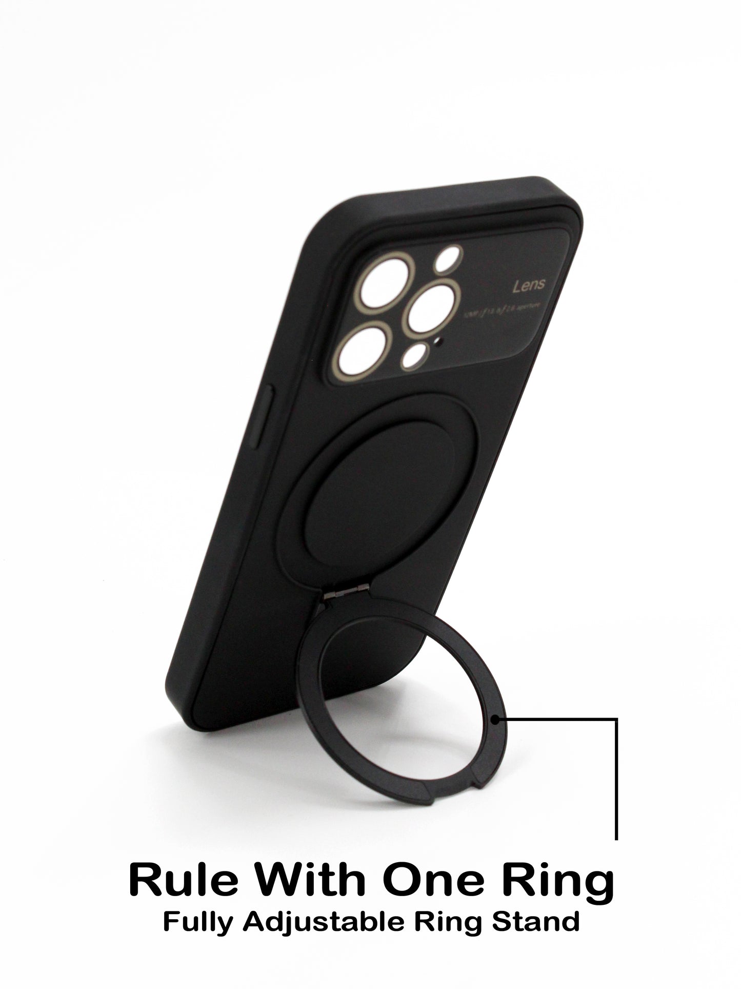 IPhone Premium Soft Polycarbonate Case/Cover | Ring Stand, Black Colour