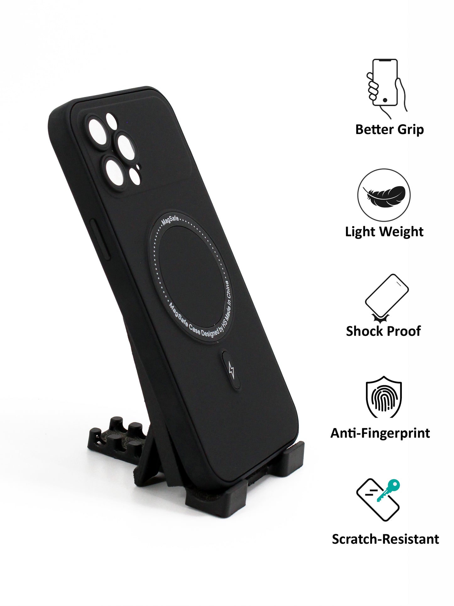 IPhone Premium Soft Polycarbonate Case/Cover | Magsafe Wireless Magnetic Support, Black Color