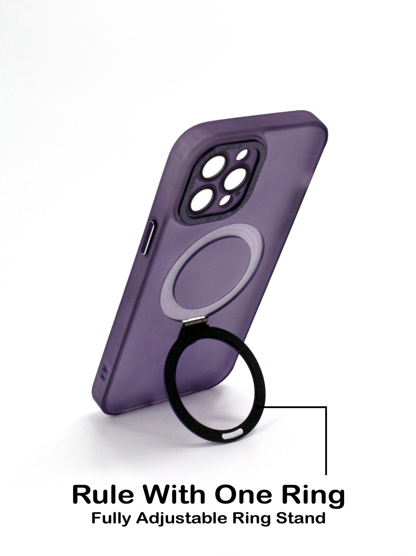 IPhone Premium Soft Polycarbonate Transparent Case/Cover | Ring Stand, Purple Color