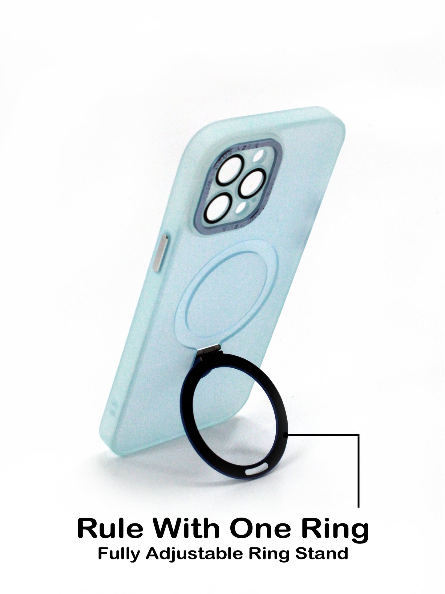 IPhone Premium Soft Polycarbonate Transparent Case/Cover | Ring Stand, Blue Color