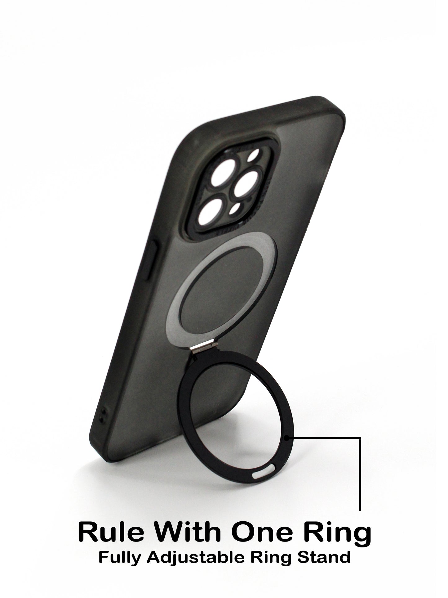 IPhone Premium Soft Polycarbonate Transparent Case/Cover | Ring Stand, Black Color