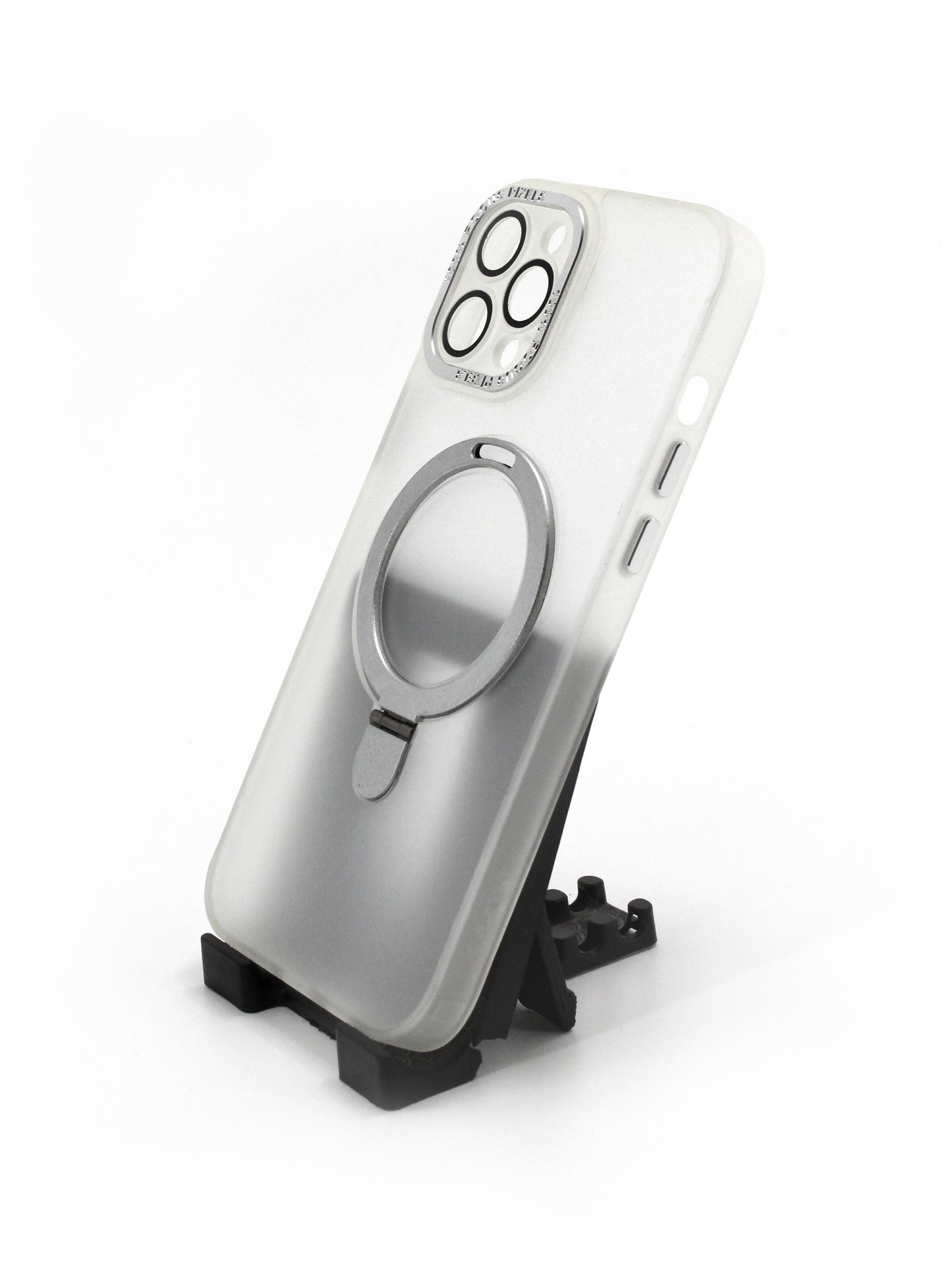 IPhone Premium Soft Polycarbonate Transparent Case/Cover | Ring Stand, White Color