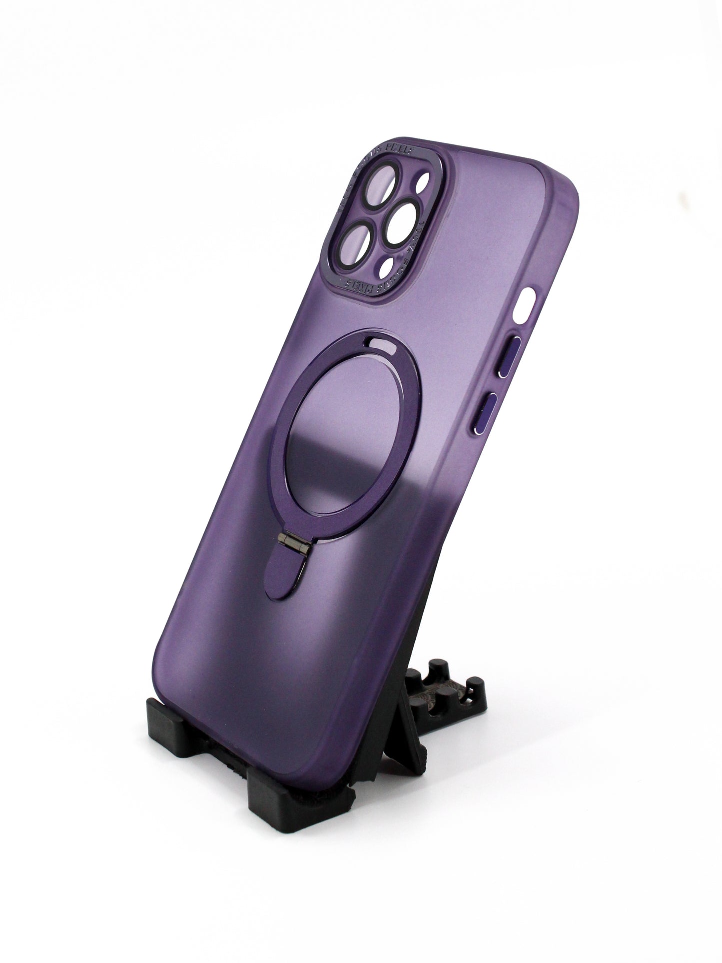 IPhone Premium Soft Polycarbonate Transparent Case/Cover | Ring Stand, Purple Color