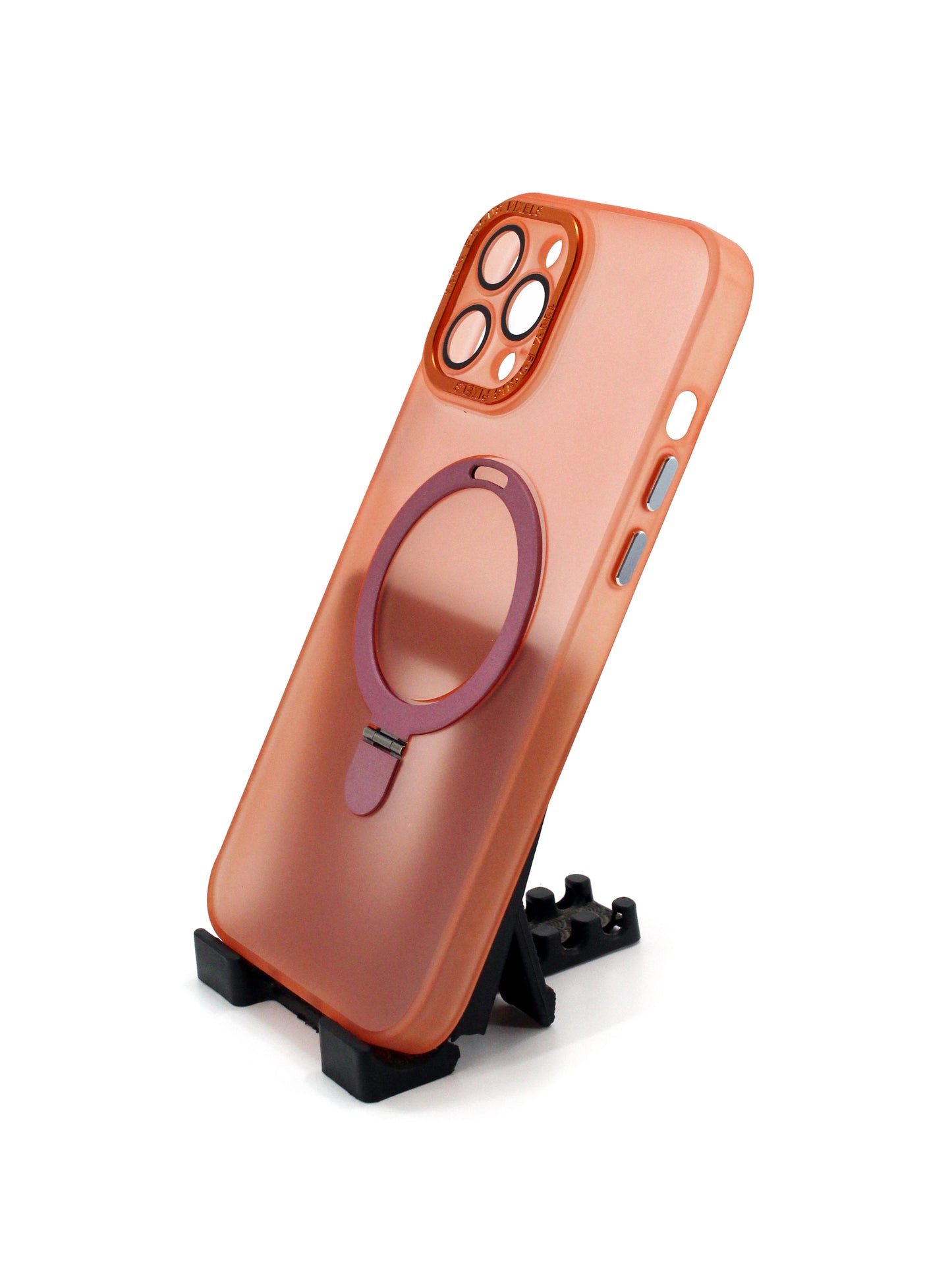 IPhone Premium Soft Polycarbonate Transparent Case/Cover | Ring Stand, Orange Color