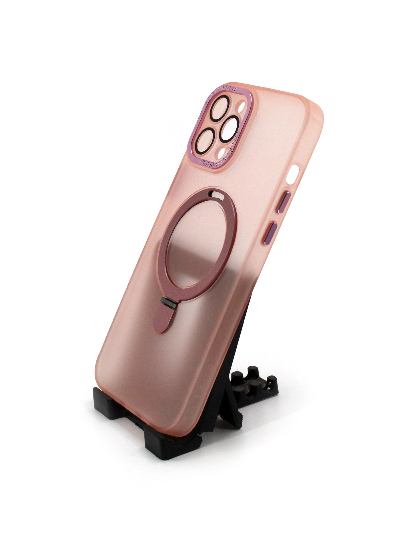 IPhone Premium Soft Polycarbonate Transparent Case/Cover | Ring Stand, Pink Color
