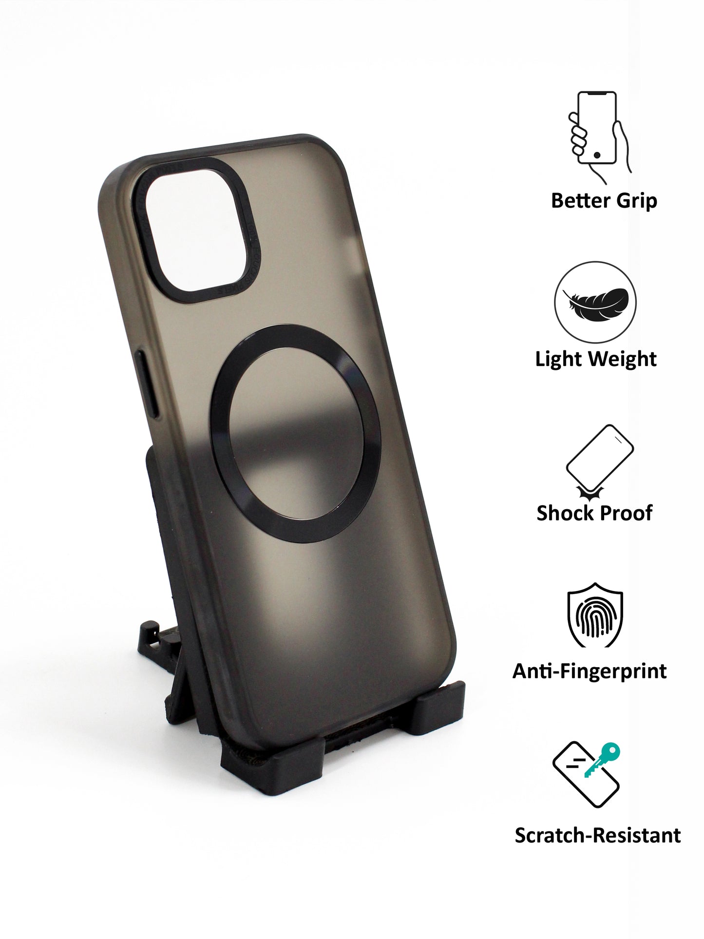 IPhone Premium Soft Polycarbonate Transparent Case/Cover | Magsafe Wireless Magnetic Support, Black Color