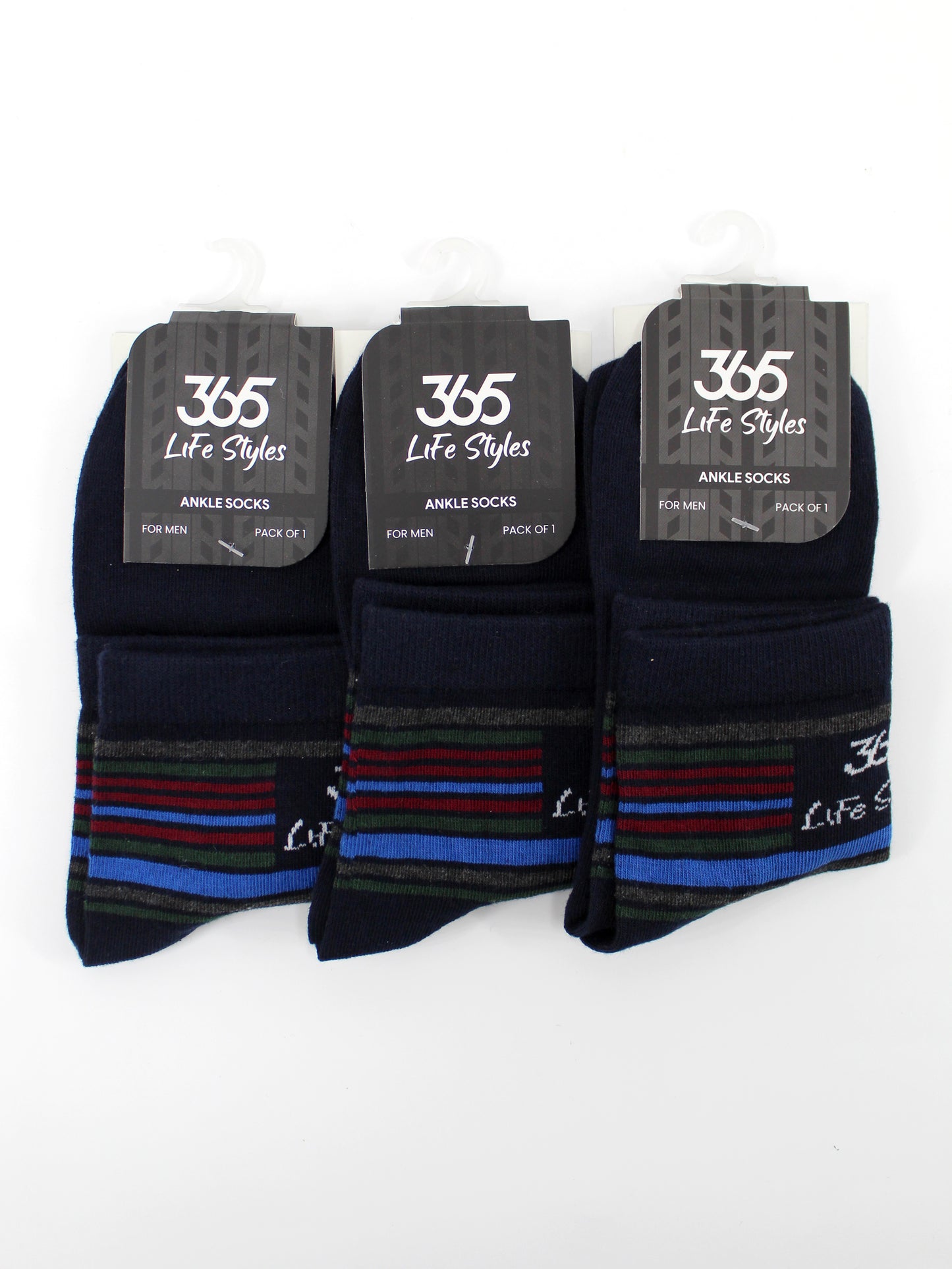 Unisex Cotton Ankle Socks | Navy Color - Pack of 3