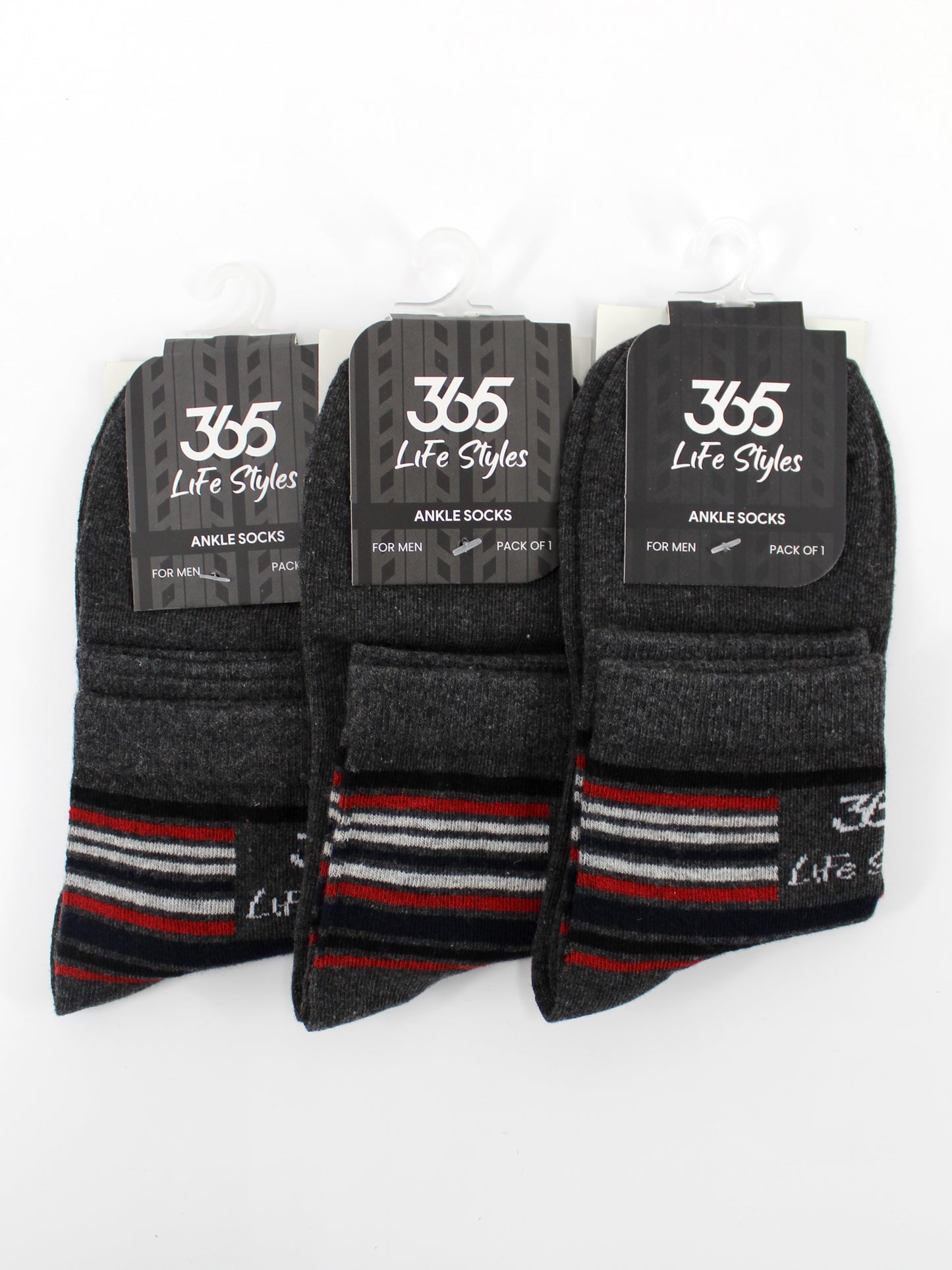 Unisex Cotton Ankle Socks | Charcoal Color - Pack of 3