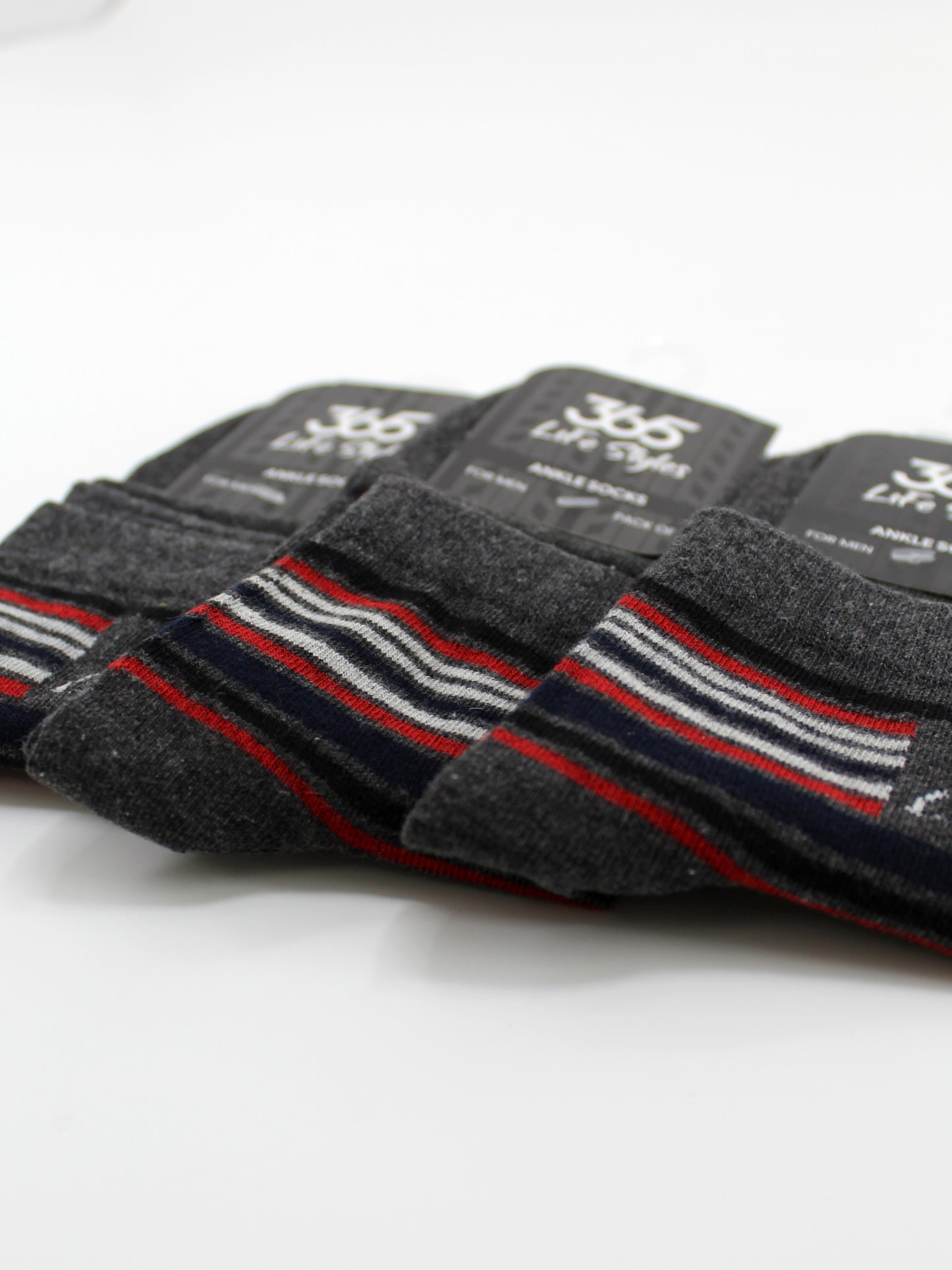 Unisex Cotton Ankle Socks | Charcoal Color - Pack of 3