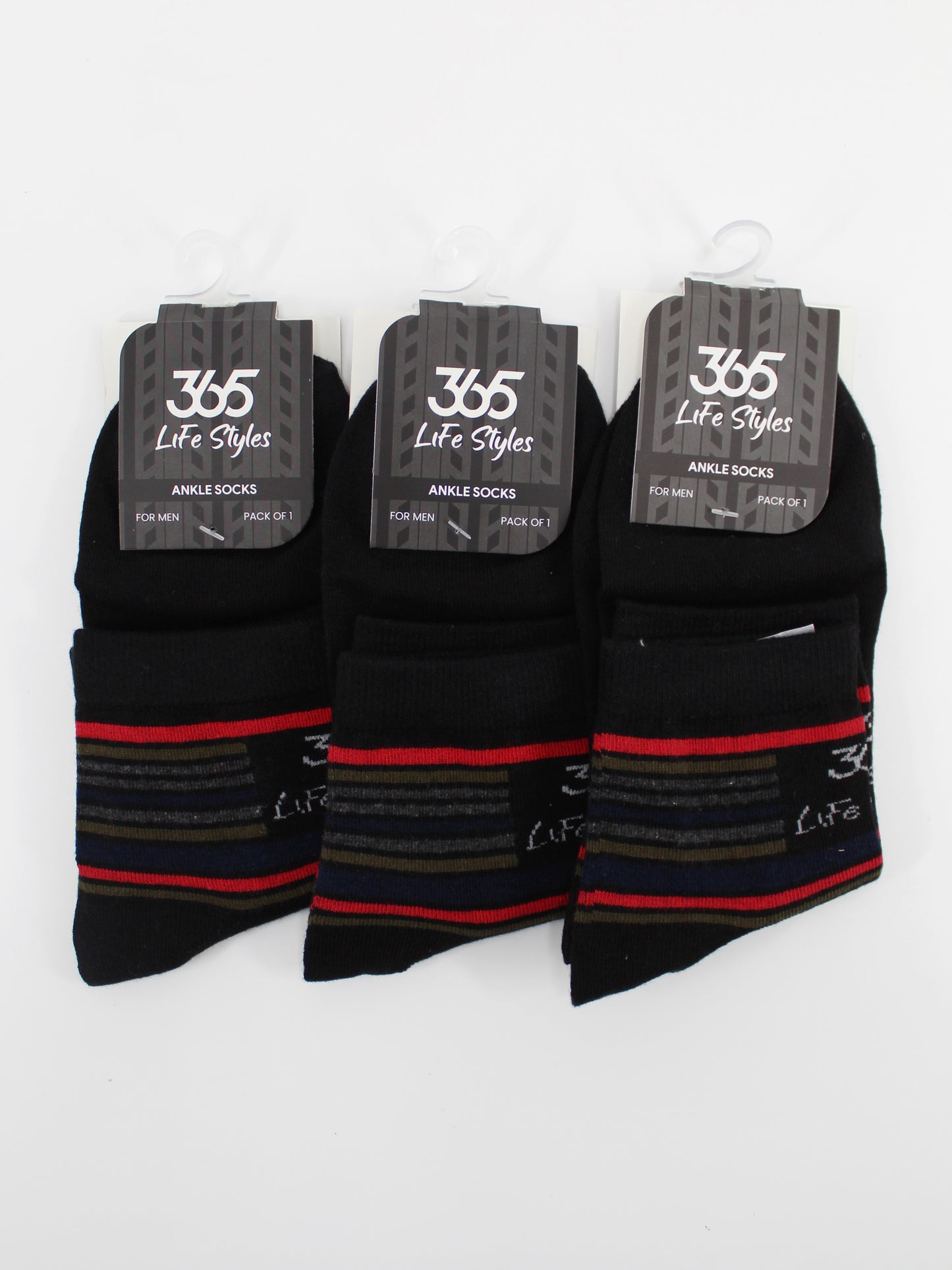 Unisex Cotton Ankle Socks | Black Color - Pack of 3