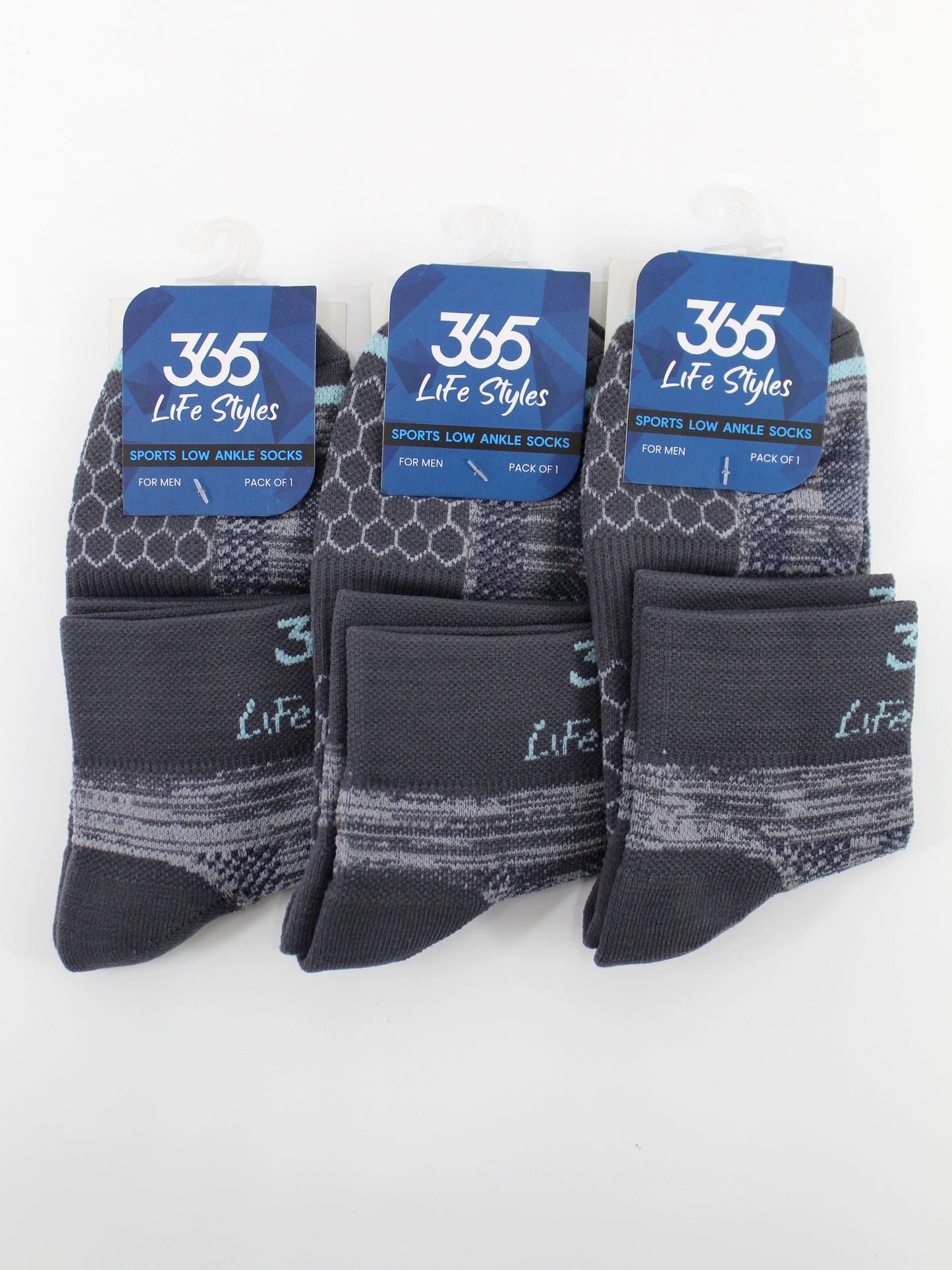 Unisex Cotton Terry Ankle Socks | Grey Color - Pack of 3