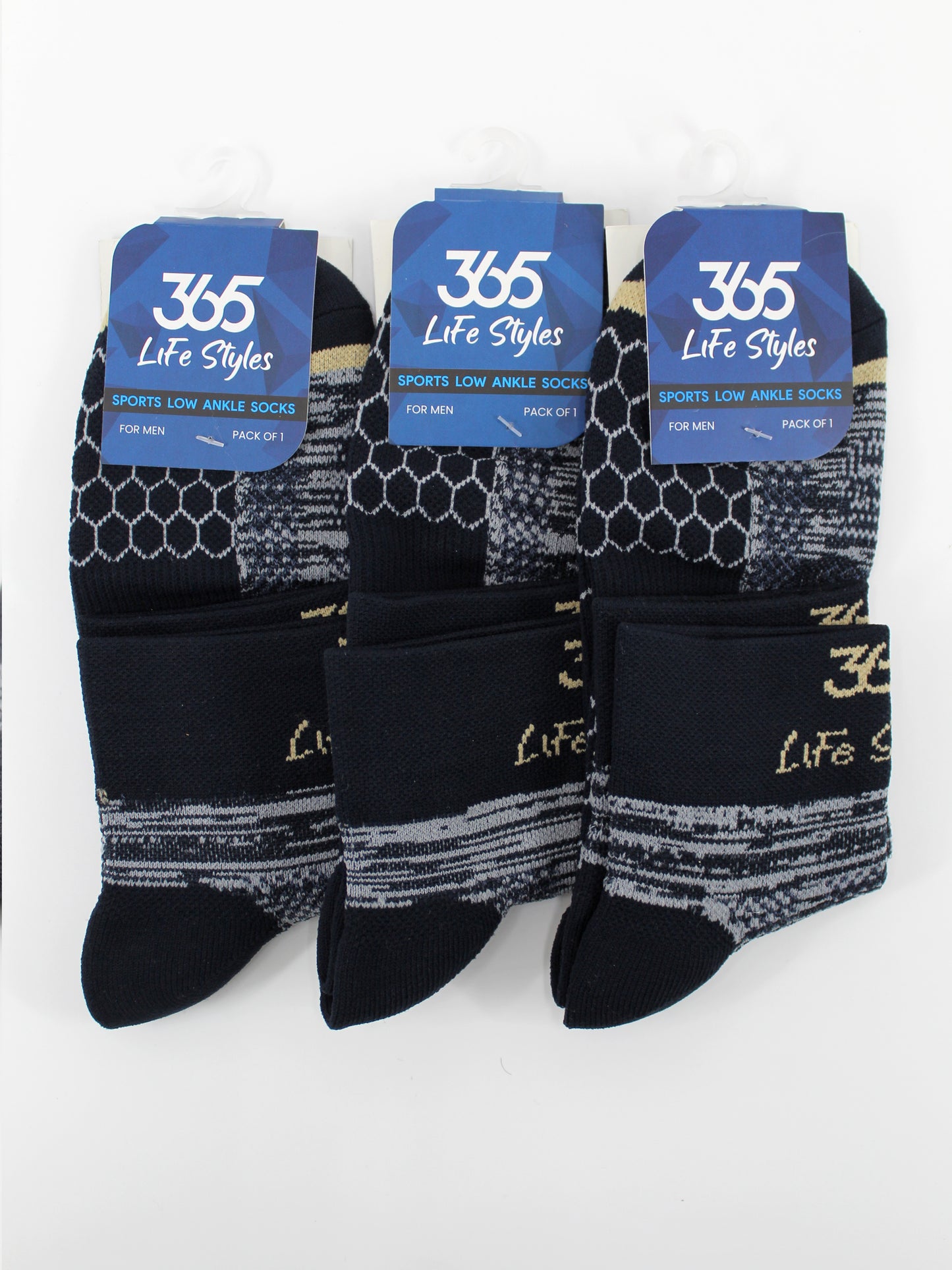 Unisex Cotton Terry Ankle Socks | Black - Pack of 3