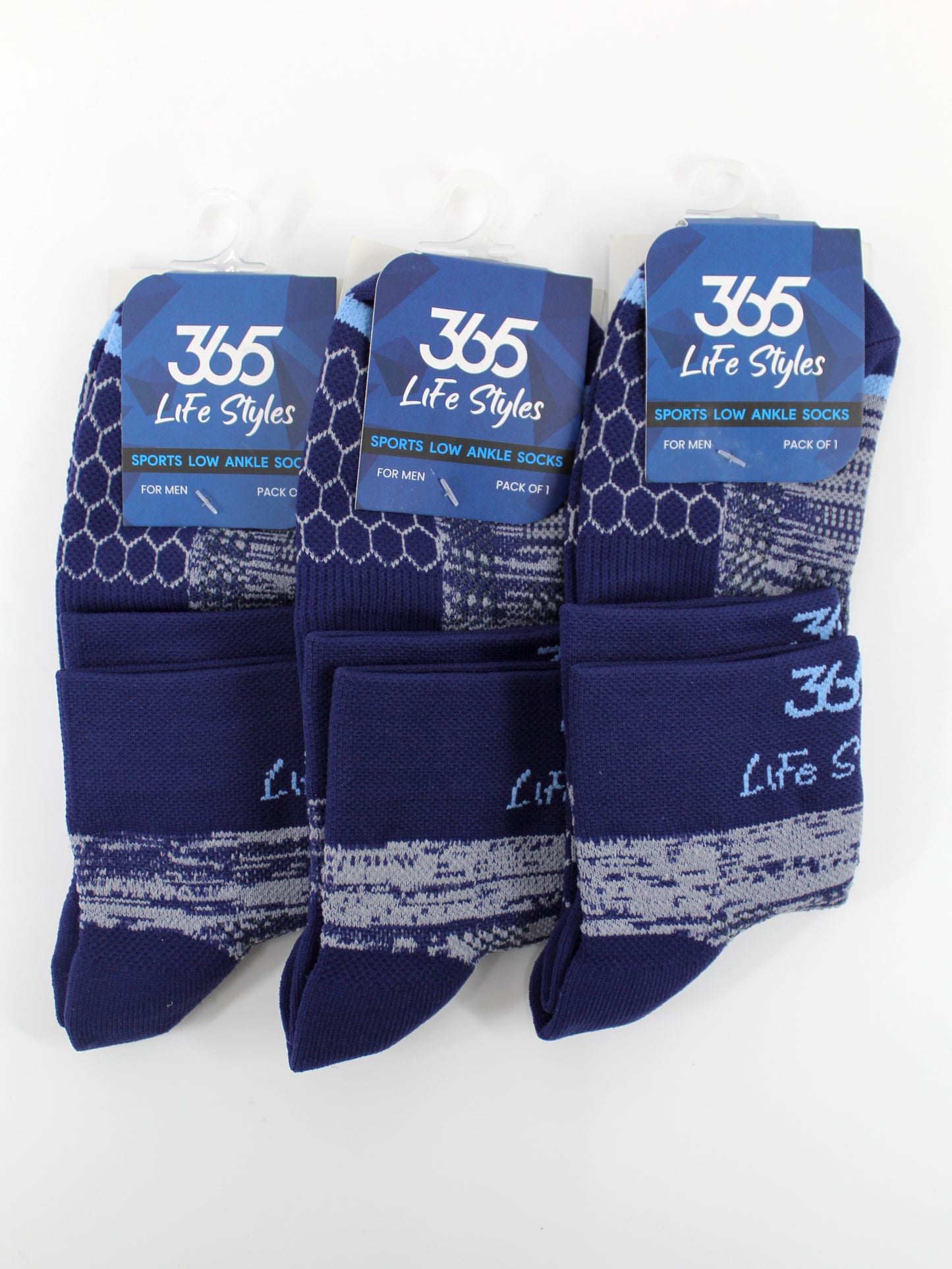 Unisex Cotton Terry Ankle Socks | Blue Color - Pack of 3