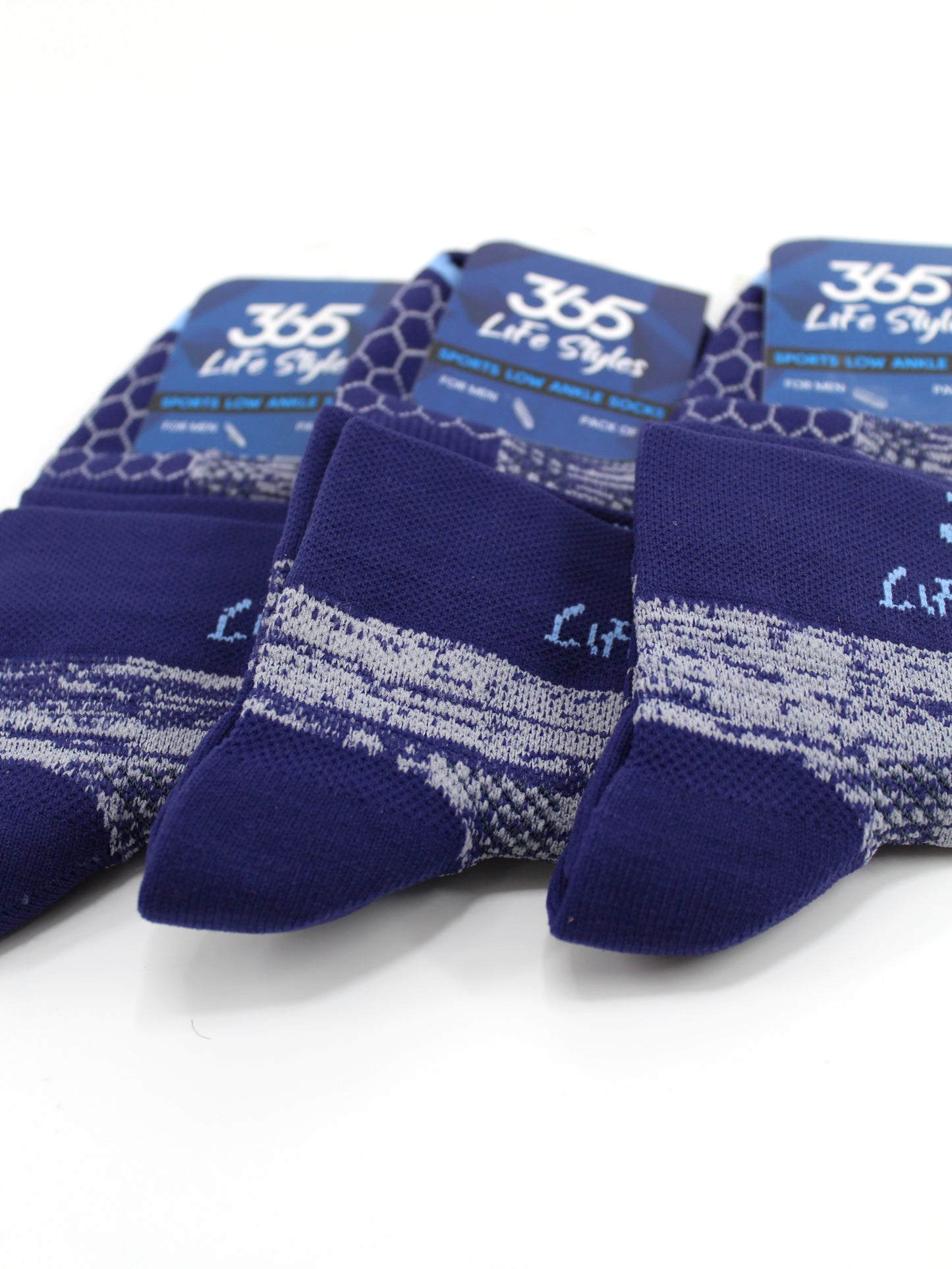 Unisex Cotton Terry Ankle Socks | Blue Color - Pack of 3