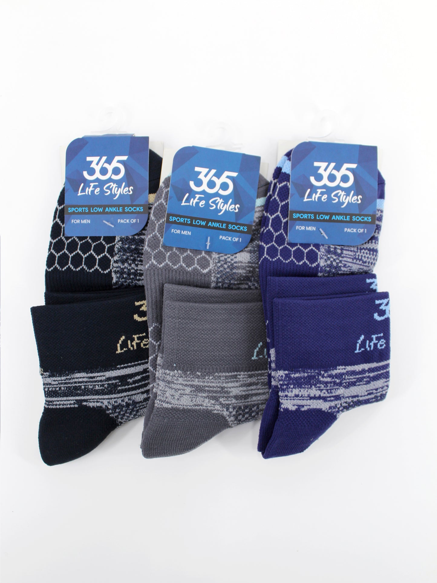 Unisex Cotton Terry Ankle Socks | Multi Color - Pack of 3