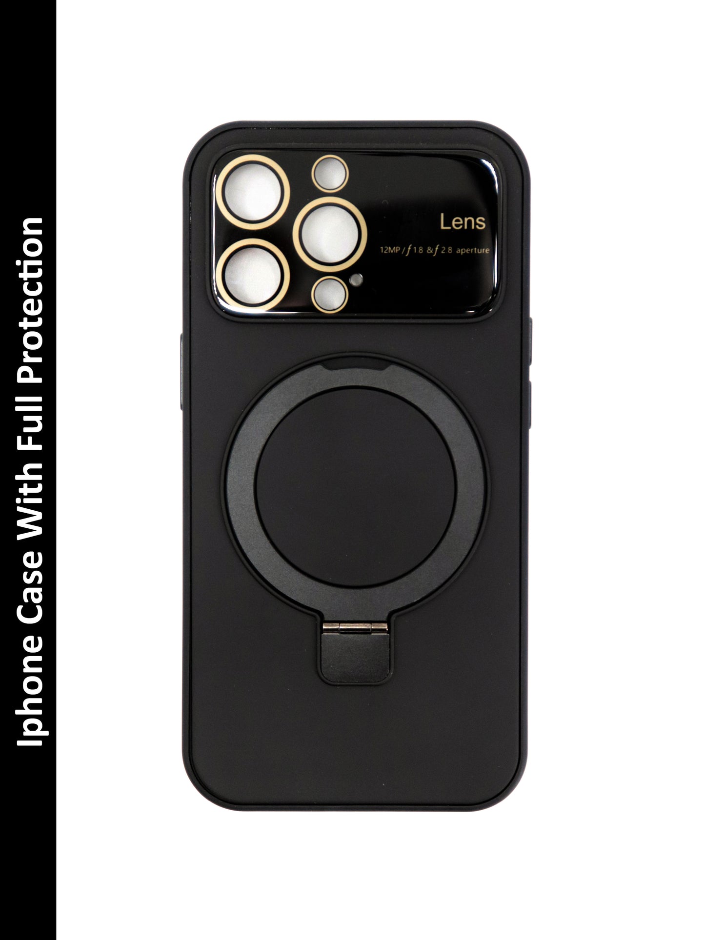IPhone Premium Soft Polycarbonate Case/Cover | Ring Stand, Black Colour