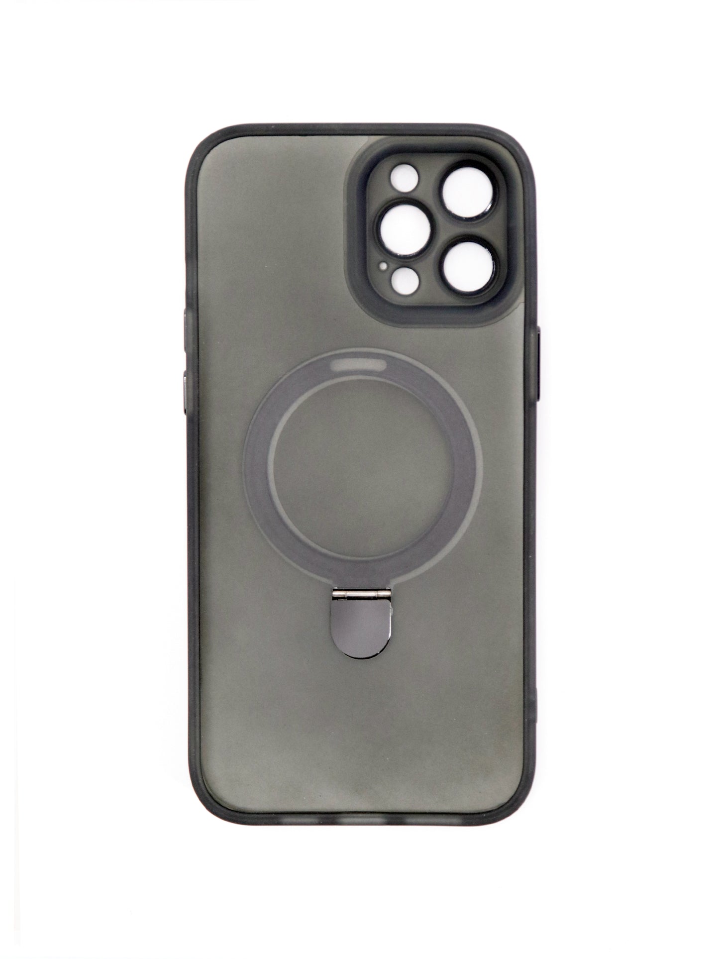 IPhone Premium Soft Polycarbonate Transparent Case/Cover | Ring Stand, Black Color