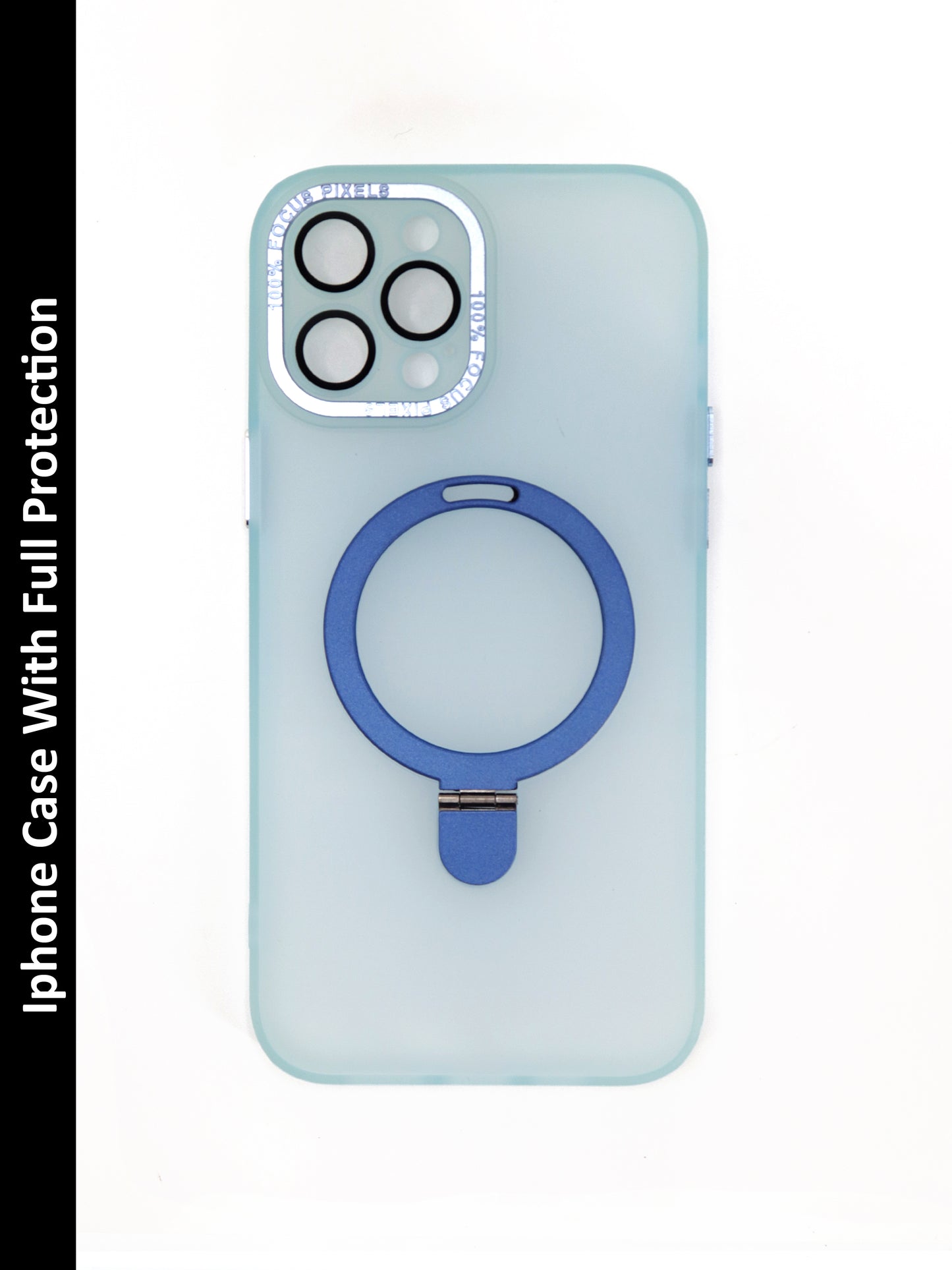 IPhone Premium Soft Polycarbonate Transparent Case/Cover | Ring Stand, Blue Color