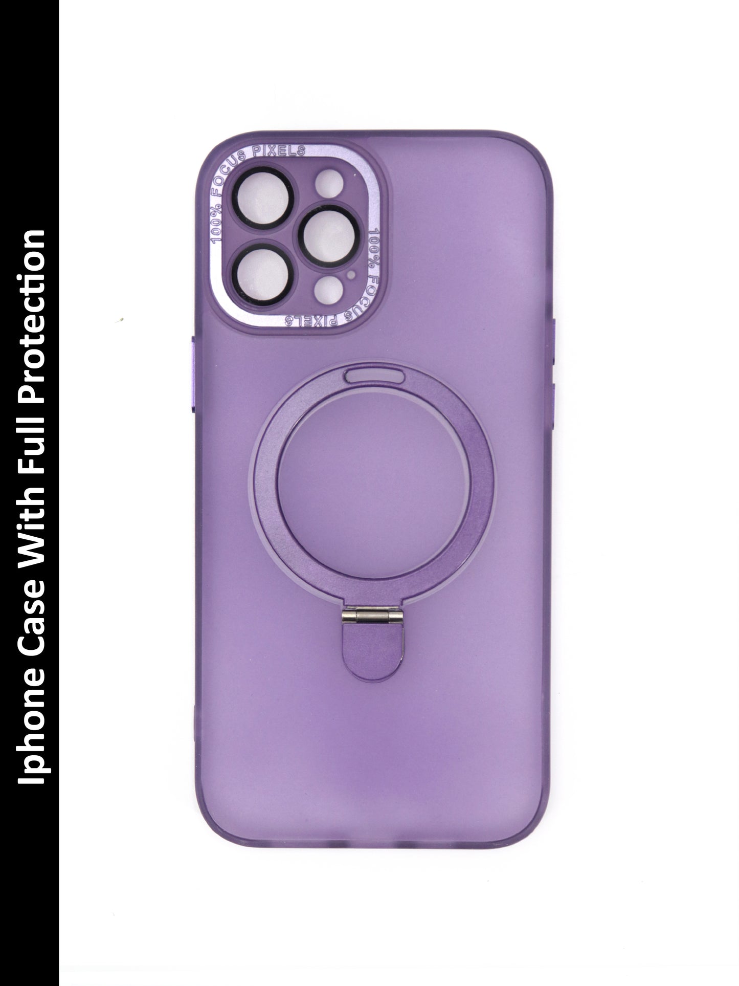 IPhone Premium Soft Polycarbonate Transparent Case/Cover | Ring Stand, Purple Color