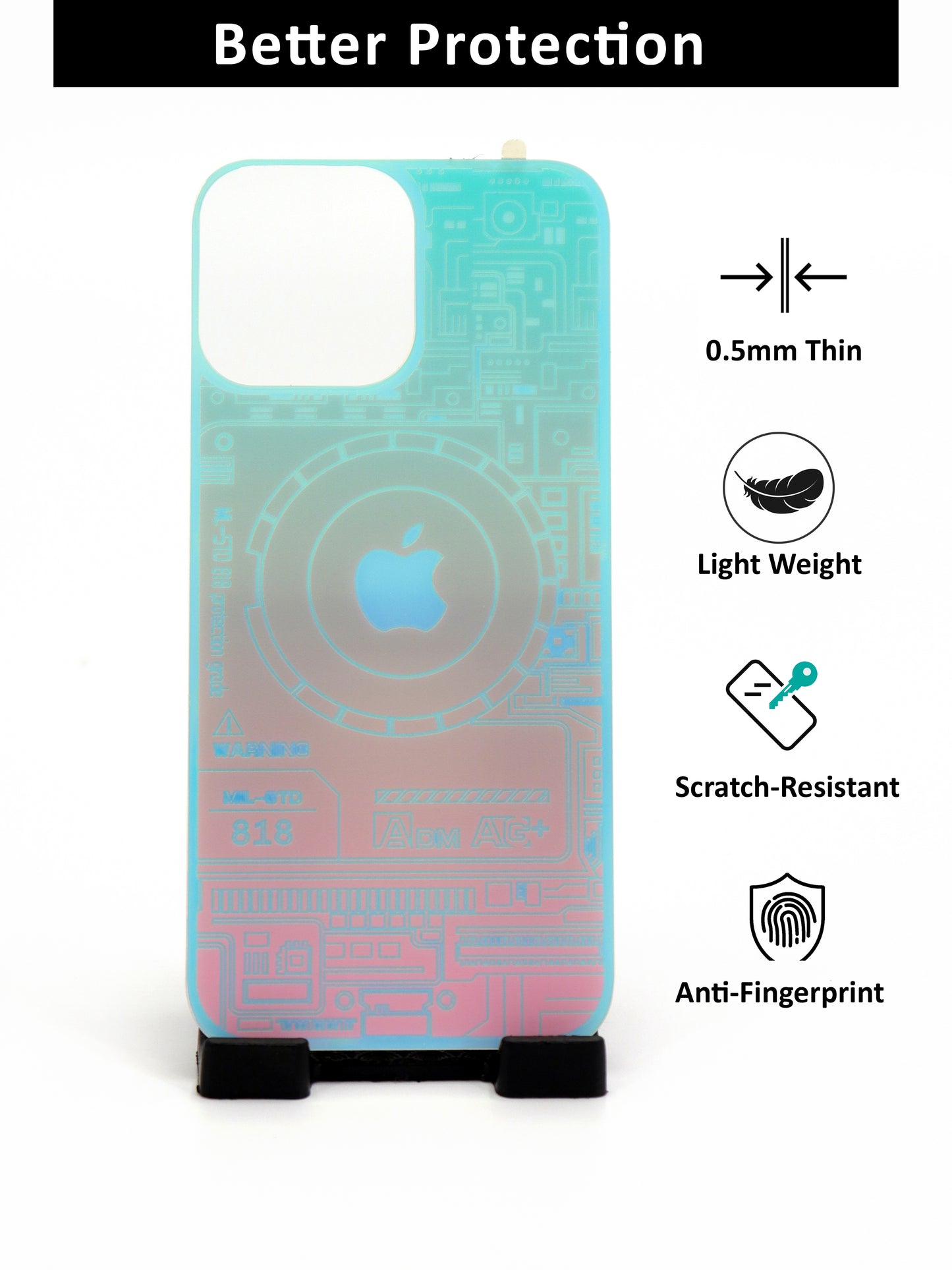 IPhone Back Tampered Glass Protector Guard | Slim and 9H Hardness Glass | Style: IP_BG_01