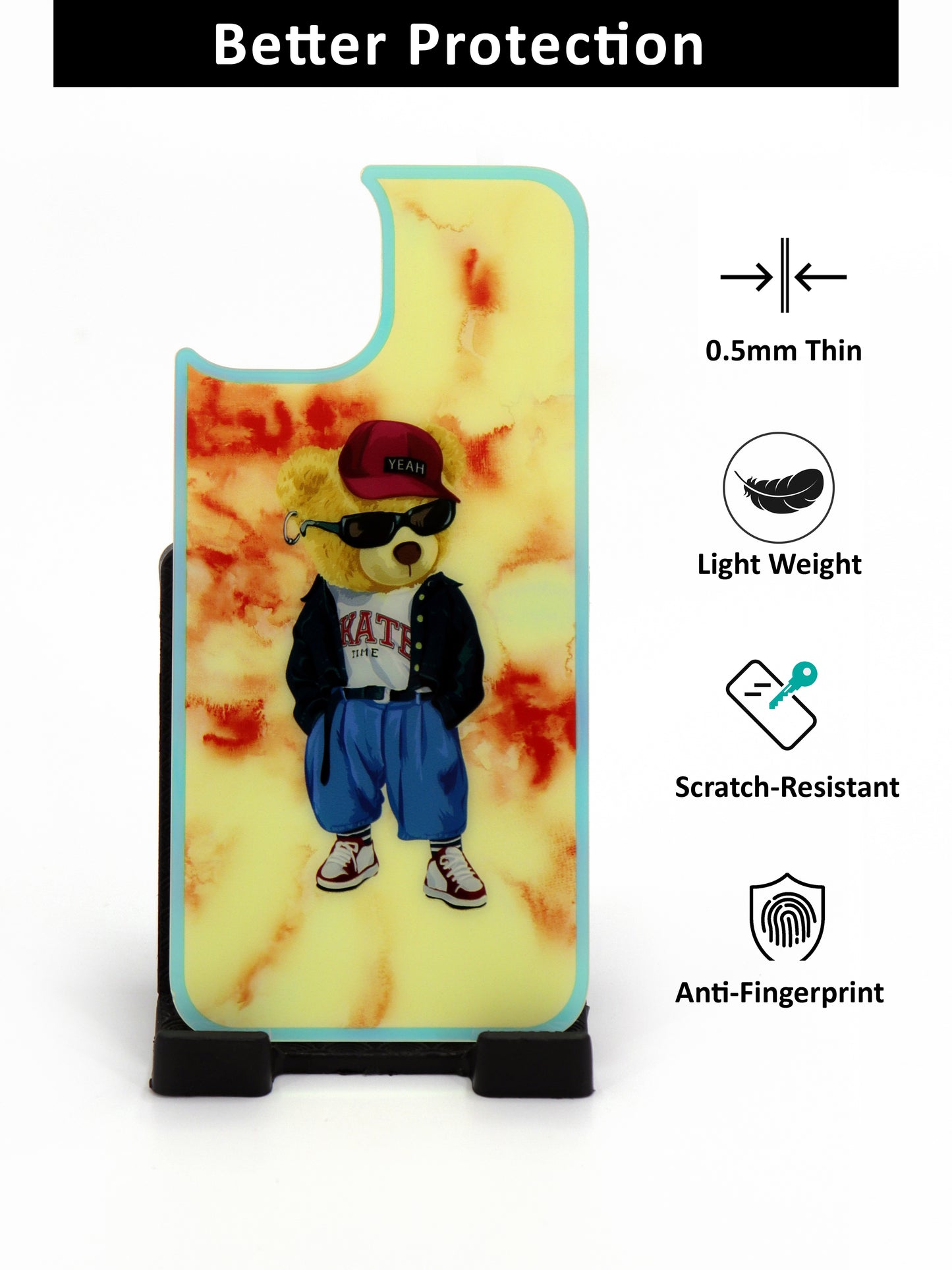 IPhone Back Tampered Glass Protector Guard | Slim and 9H Hardness Glass | Style: IP_BG_11