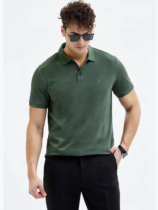 Elegance Solid Dark Green Polo Tees