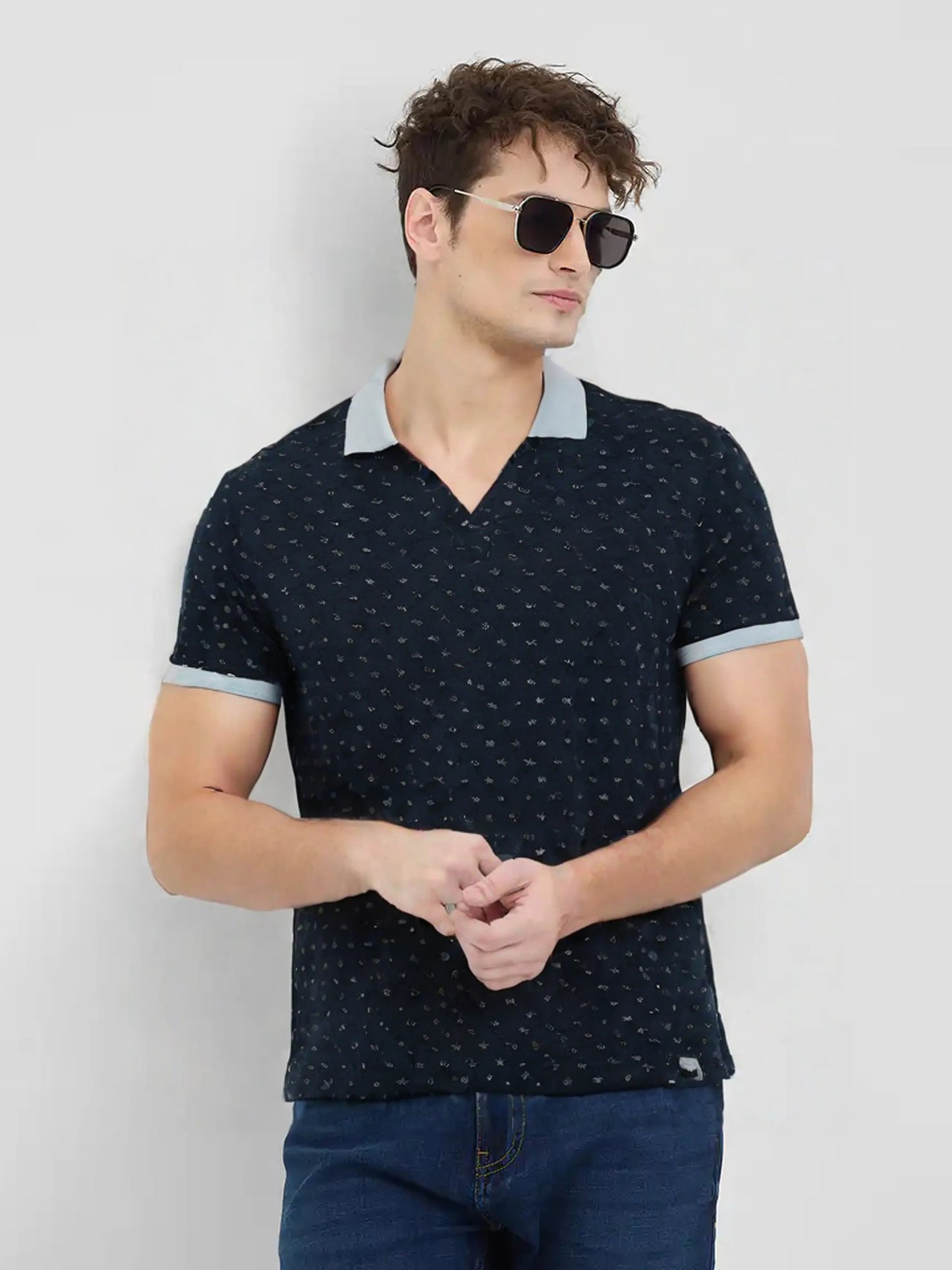 Elegance Black Doted Polo Tees