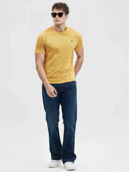 Solid Yellow Round Neck Tees