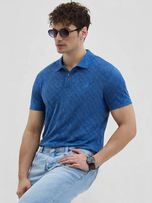 Double Mercerized Blue Polo Tees