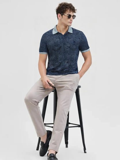 Elegance Navy Floral Polo Tees