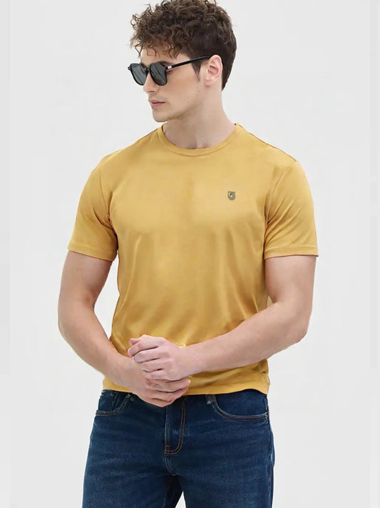 Solid Yellow Round Neck Tees