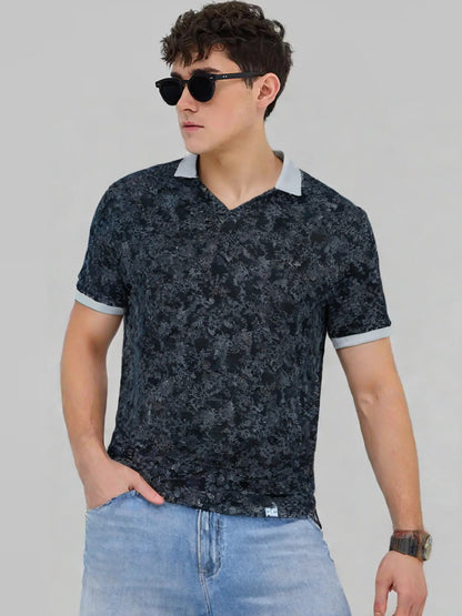 Elegance Black Floral Polo Tees