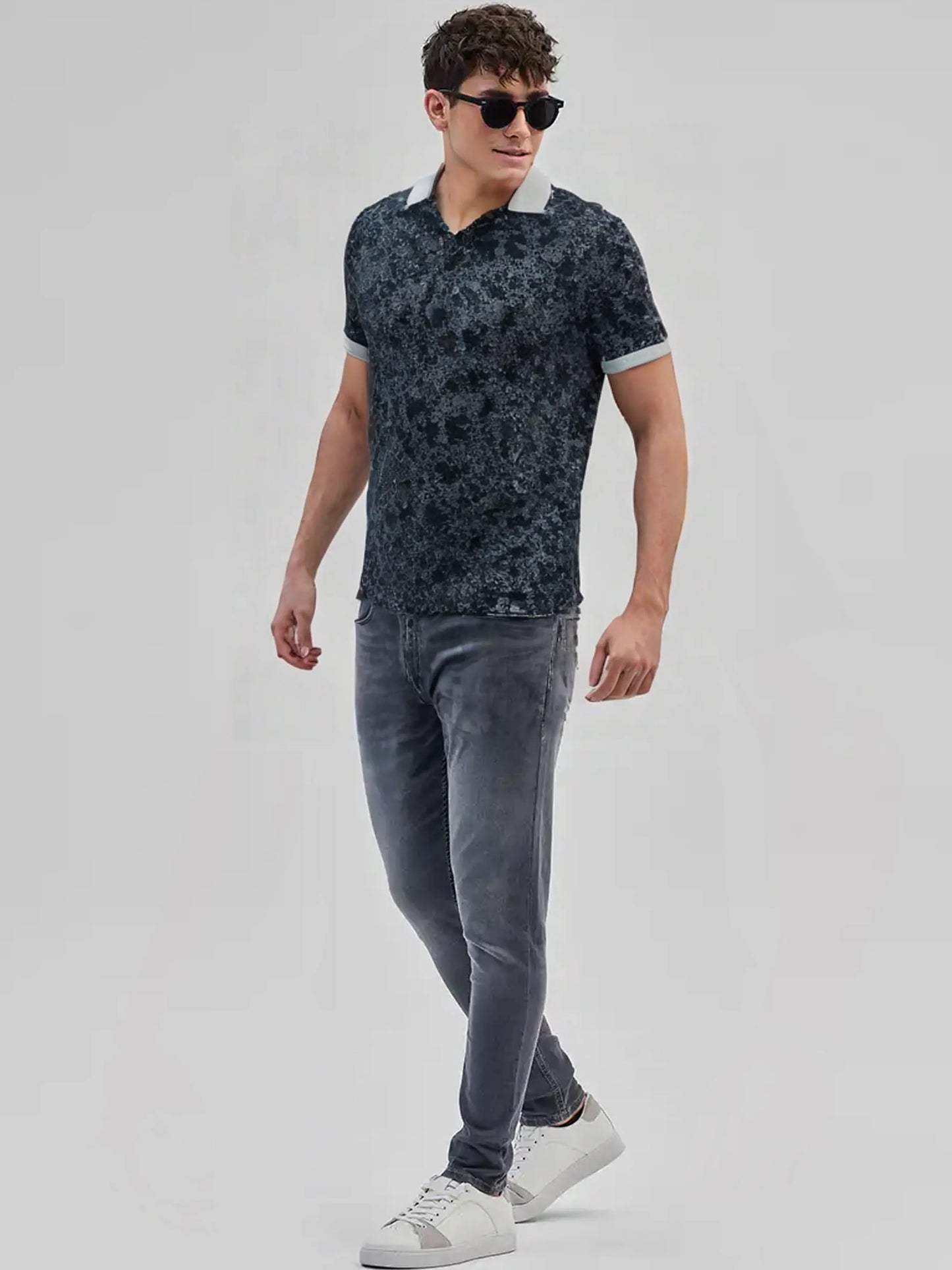 Elegance Black Floral Polo Tees