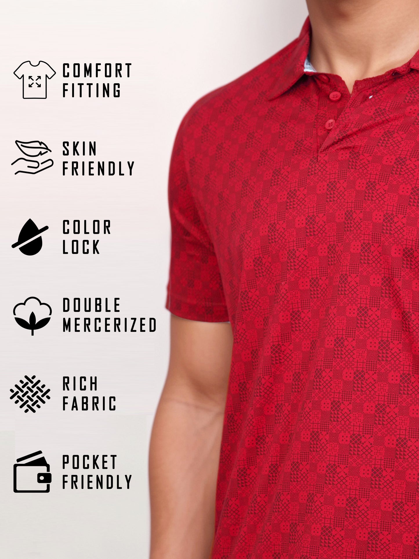 Bold Red Double Mercerized Polo Tees
