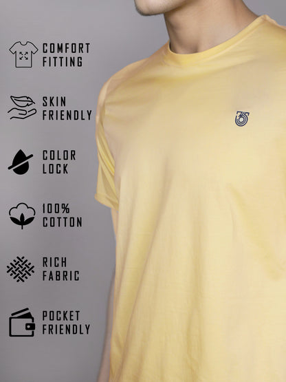 Solid Yellow Round Neck Tees