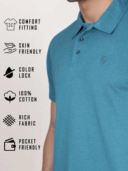 Elegance Solid Faded Blue Polo Tees