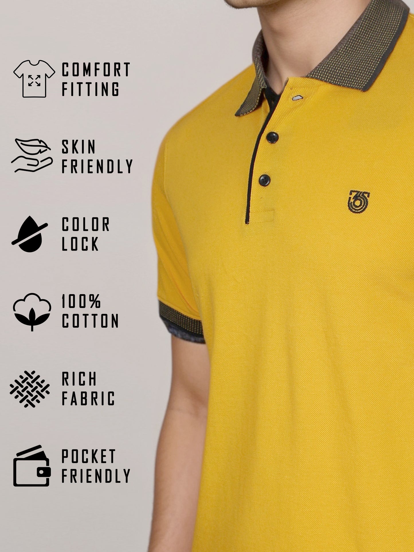 Elegance Solid Yellow Polo Tees