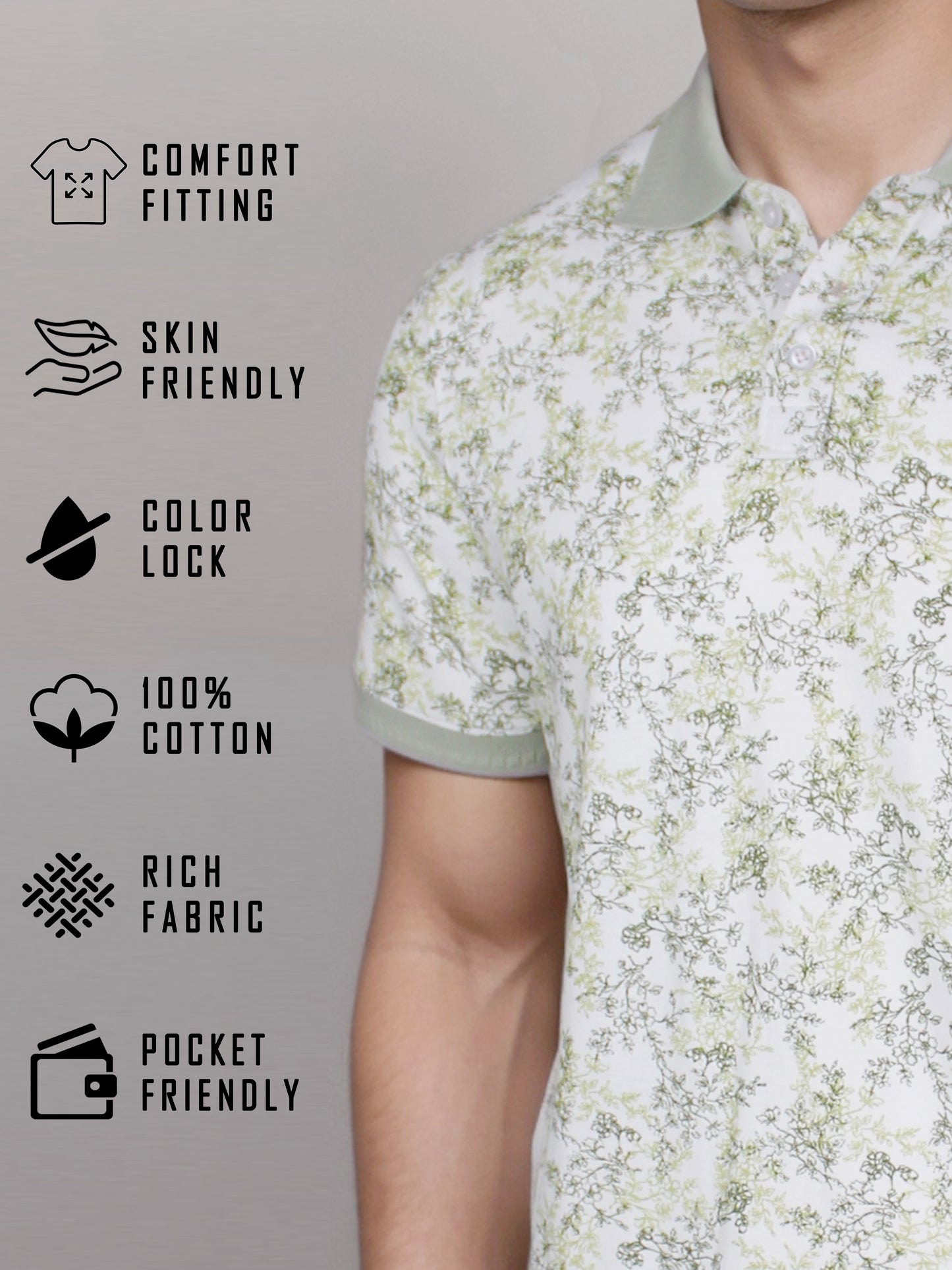 Elegance Floral White Polo Tees