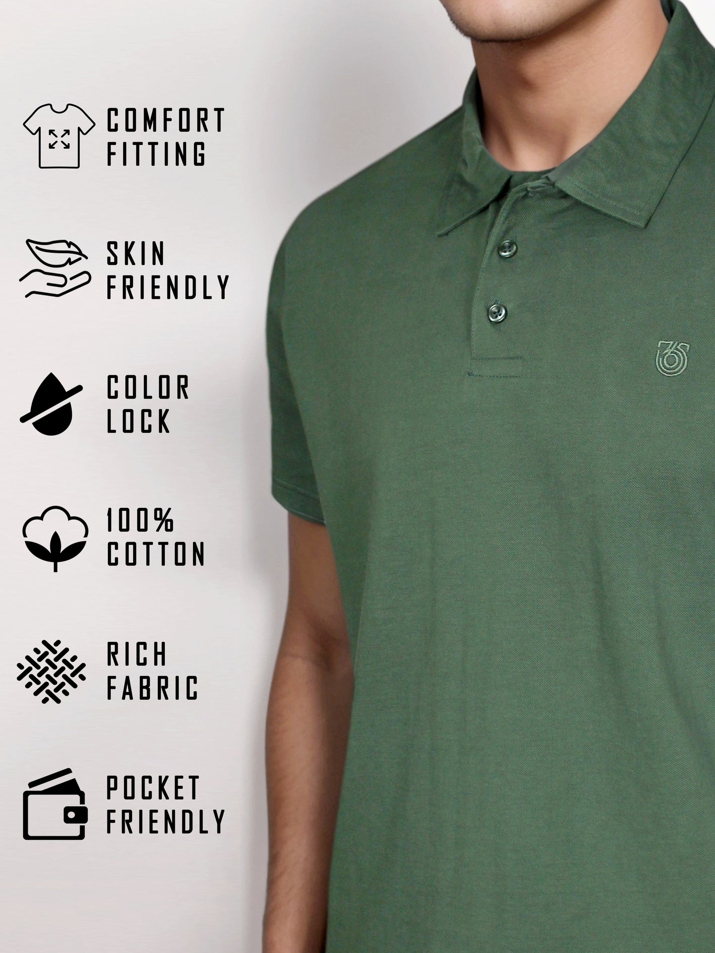 Elegance Solid Dark Green Polo Tees