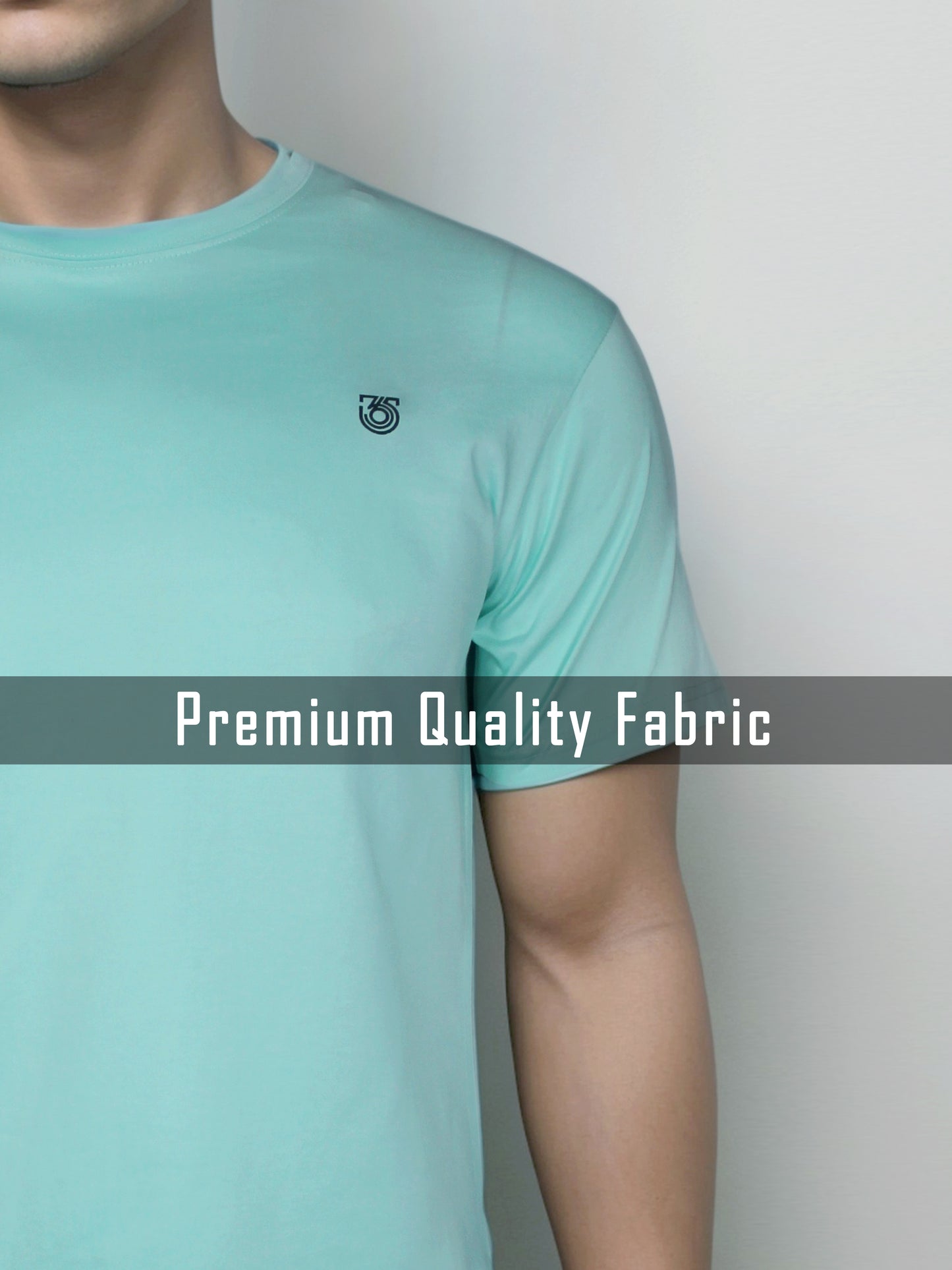 Solid Cyan Round Neck Tees