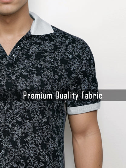 Elegance Black Floral Polo Tees