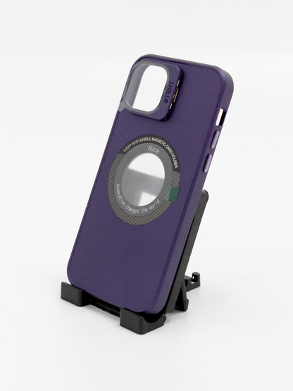 IPhone Premium Soft Polycarbonate Case/Cover | Magsafe Wireless Magnetic Support | Ring Stand, Purple Color | Style: IP_09