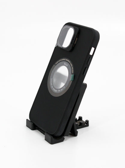 IPhone Premium Soft Polycarbonate Case/Cover | Magsafe Wireless Magnetic Support | Ring Stand, Black Color | Style: IP_09