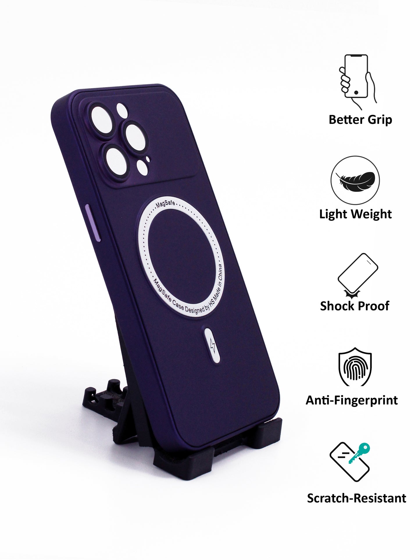 IPhone Premium Soft Polycarbonate Case/Cover | Magsafe Wireless Magnetic Support, Purple Color | Style: IP_08