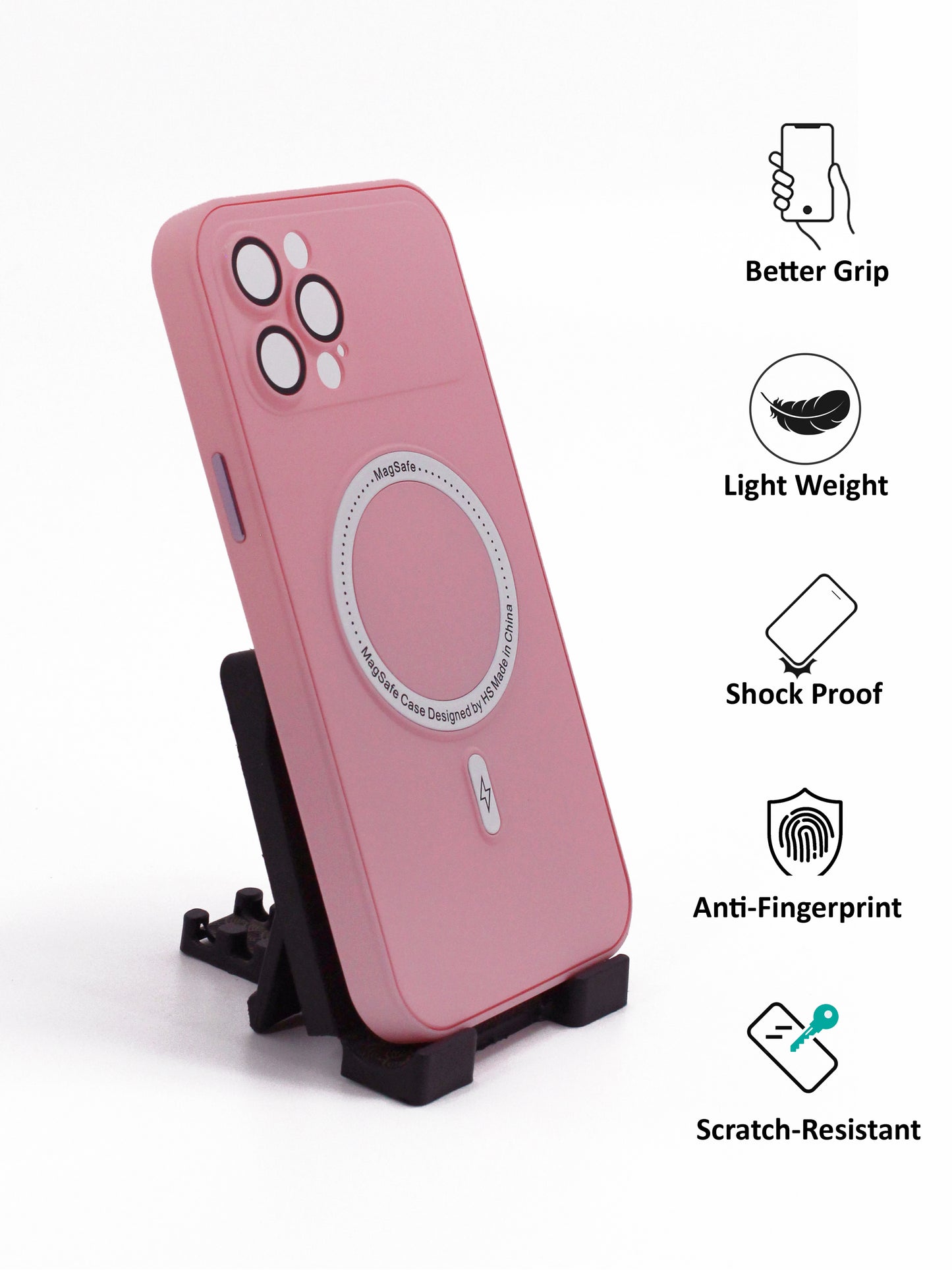 IPhone Premium Soft Polycarbonate Case/Cover | Magsafe Wireless Magnetic Support, Pink Color | Style: IP_08