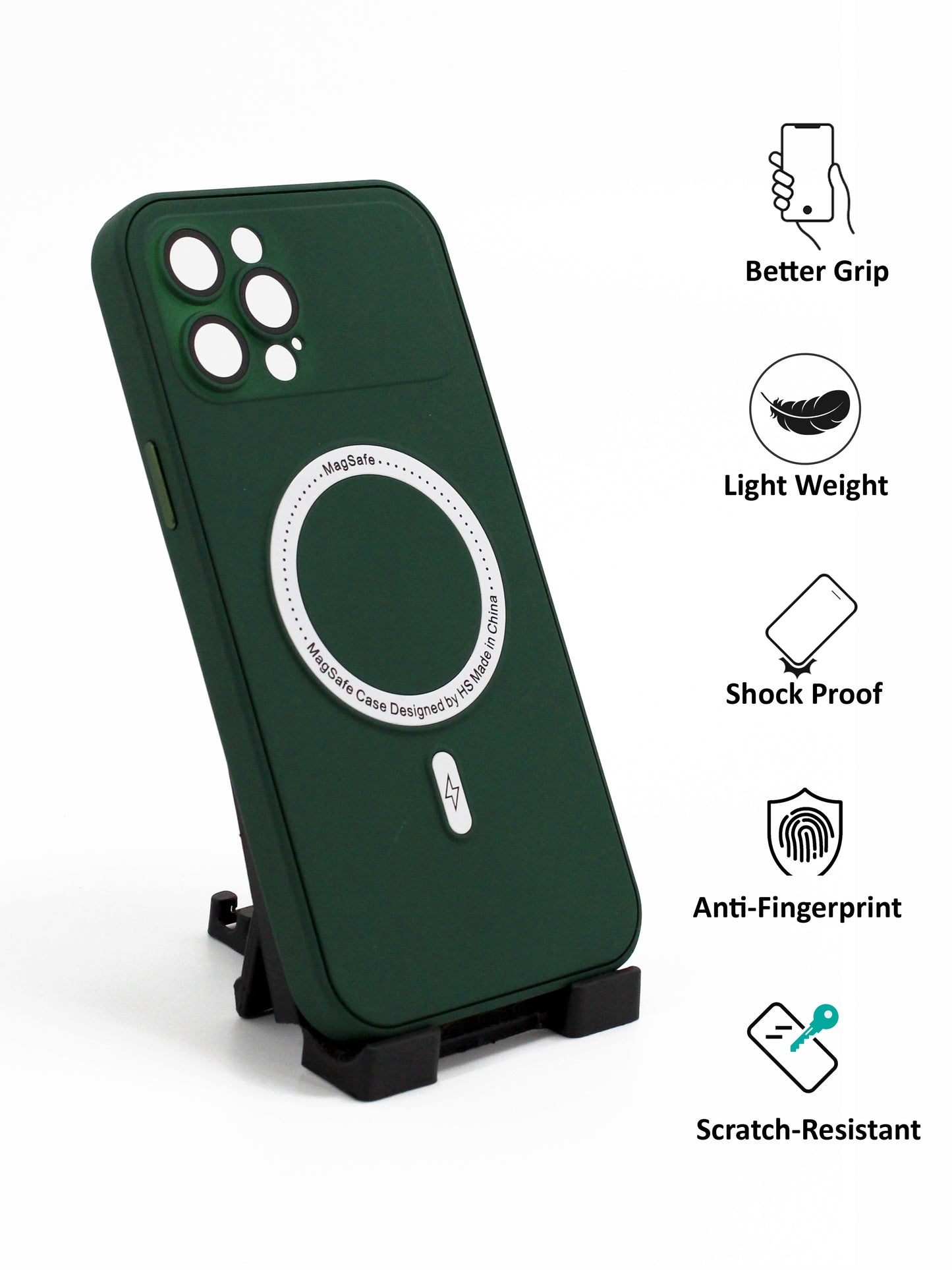 IPhone Premium Soft Polycarbonate Case/Cover | Magsafe Wireless Magnetic Support, Green Color | Style: IP_08